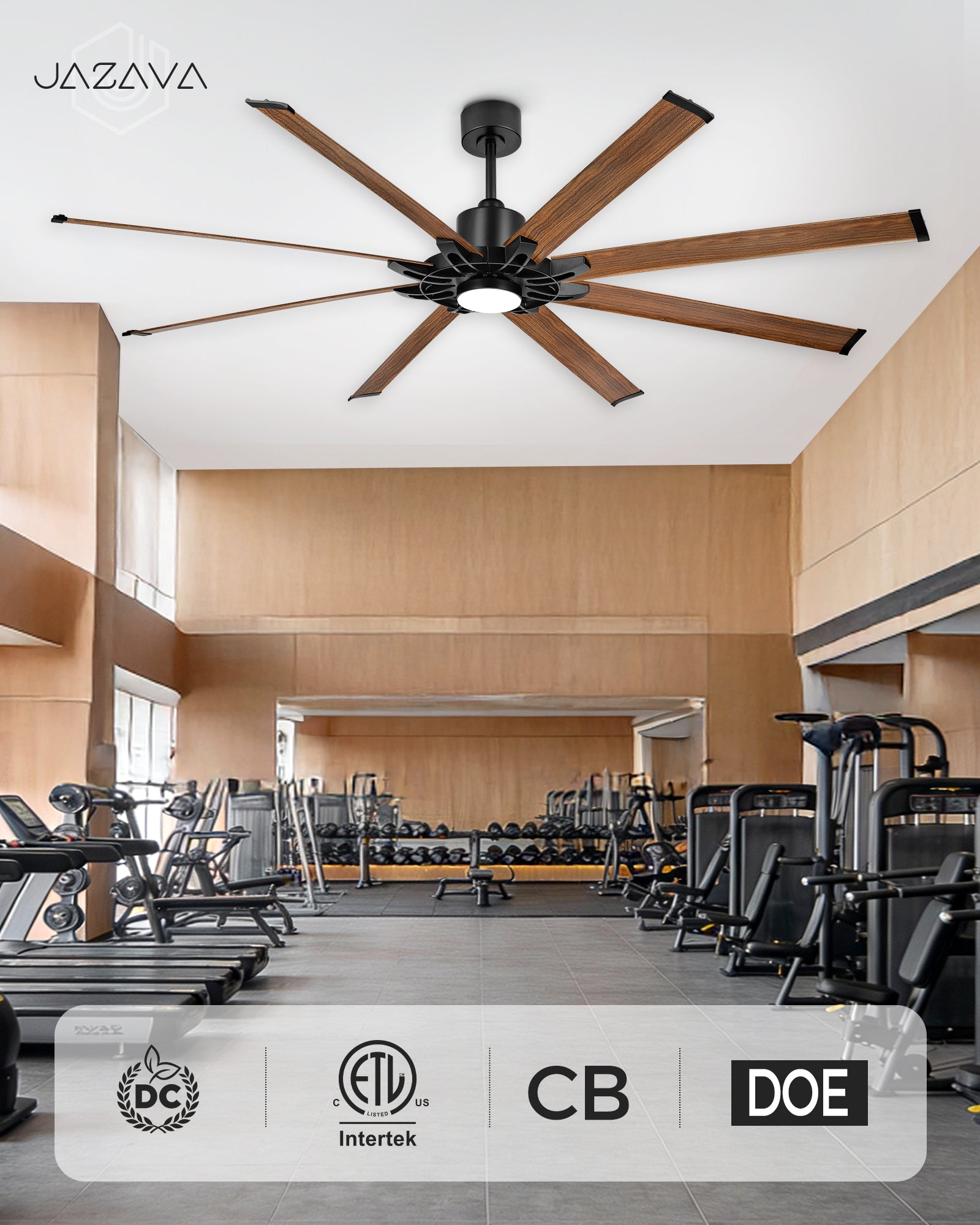 84" Smart Ceiling Fan with Light, Patented Hub Design, Aluminium Blade, Alexa App Control, Walnut