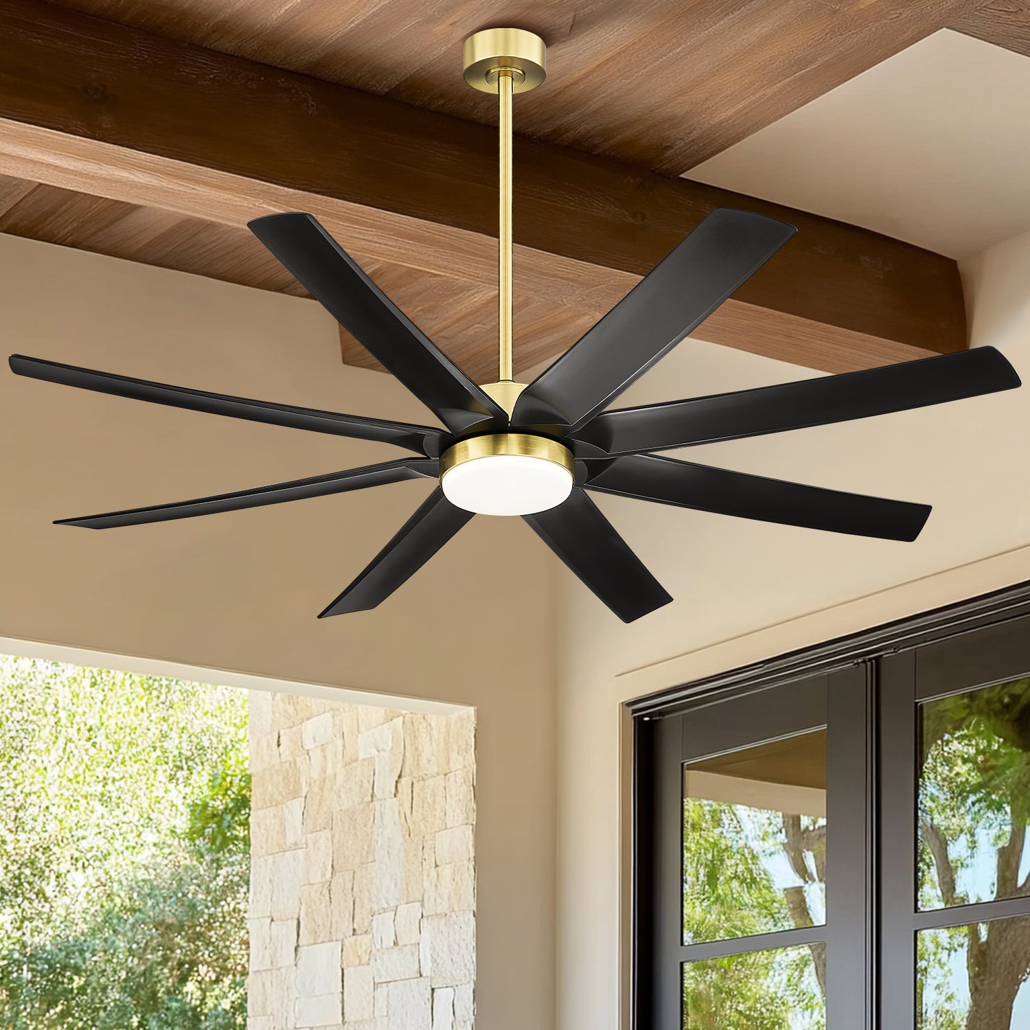 70" Smart Ceiling Fan with Light, Works with Alexa, Remote Control, Black & Gold