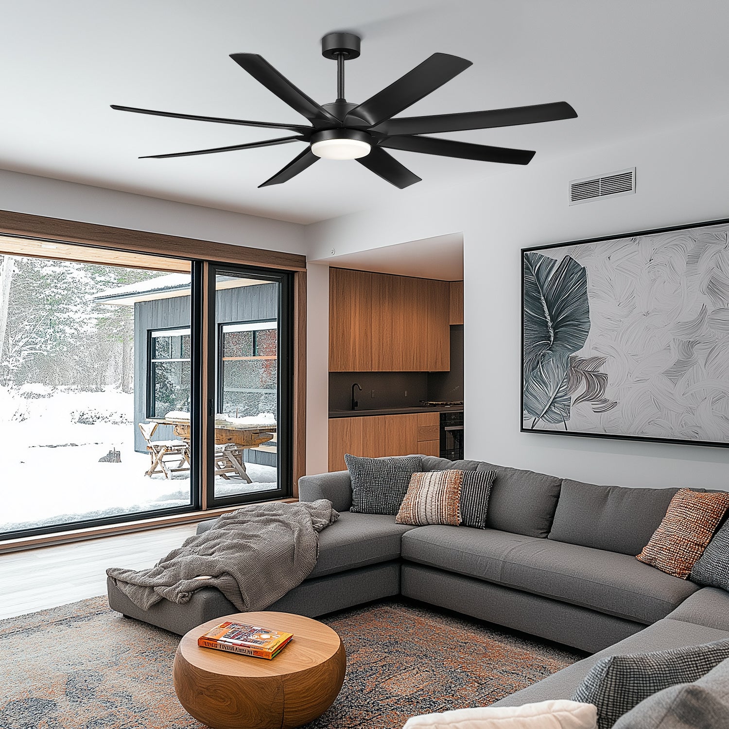70" Smart Ceiling Fan with Light, Works with Alexa, Remote Control, Black