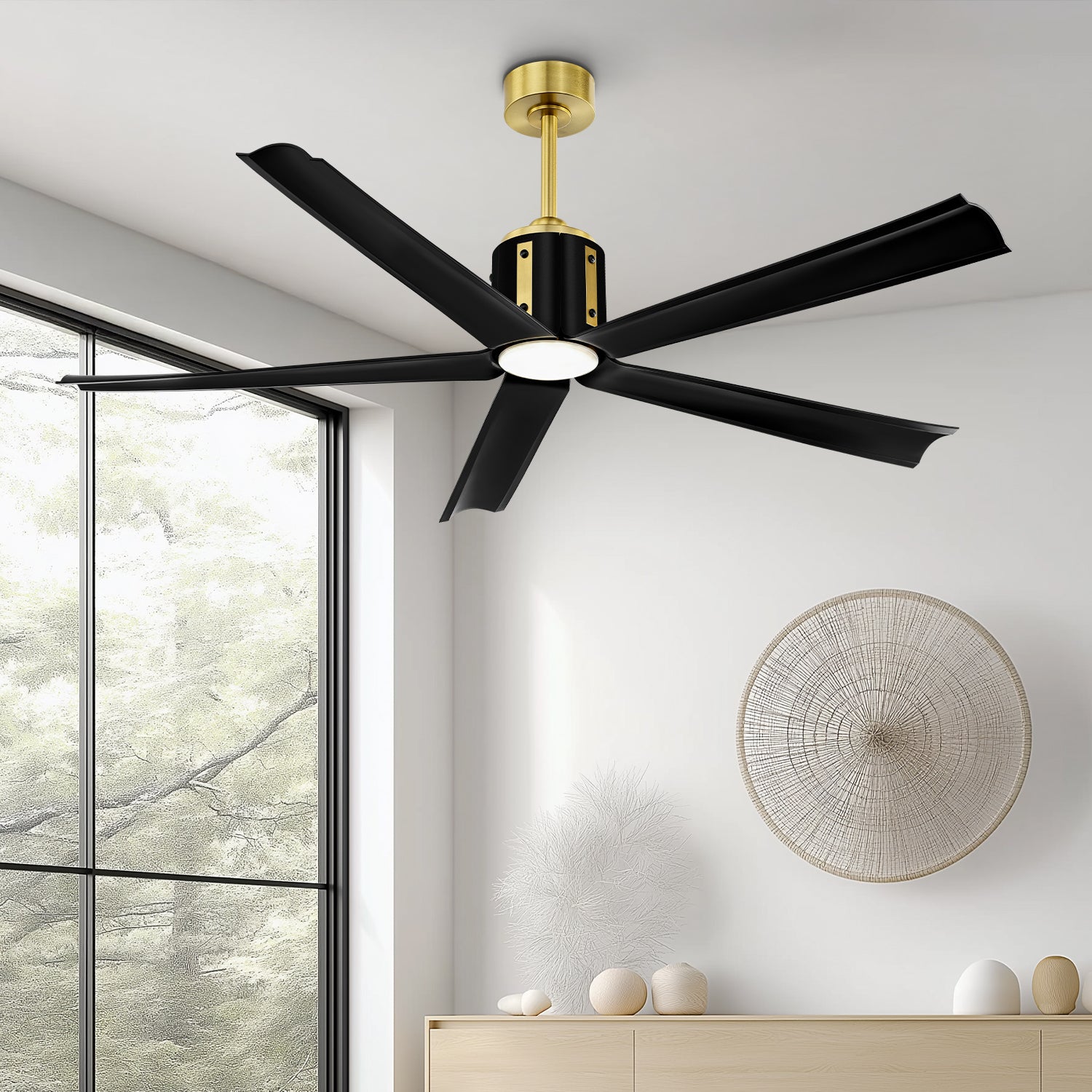 60" Smart Ceiling Fan with Light, Works with Alexa, Remote Control, Black & Gold