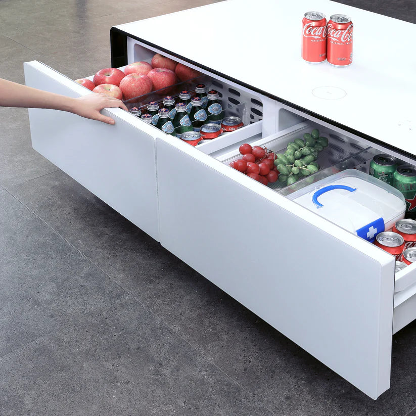 FRIDGE DRAWERS COFFEE TABLE W/ BLUETOOTH SPEAKERS