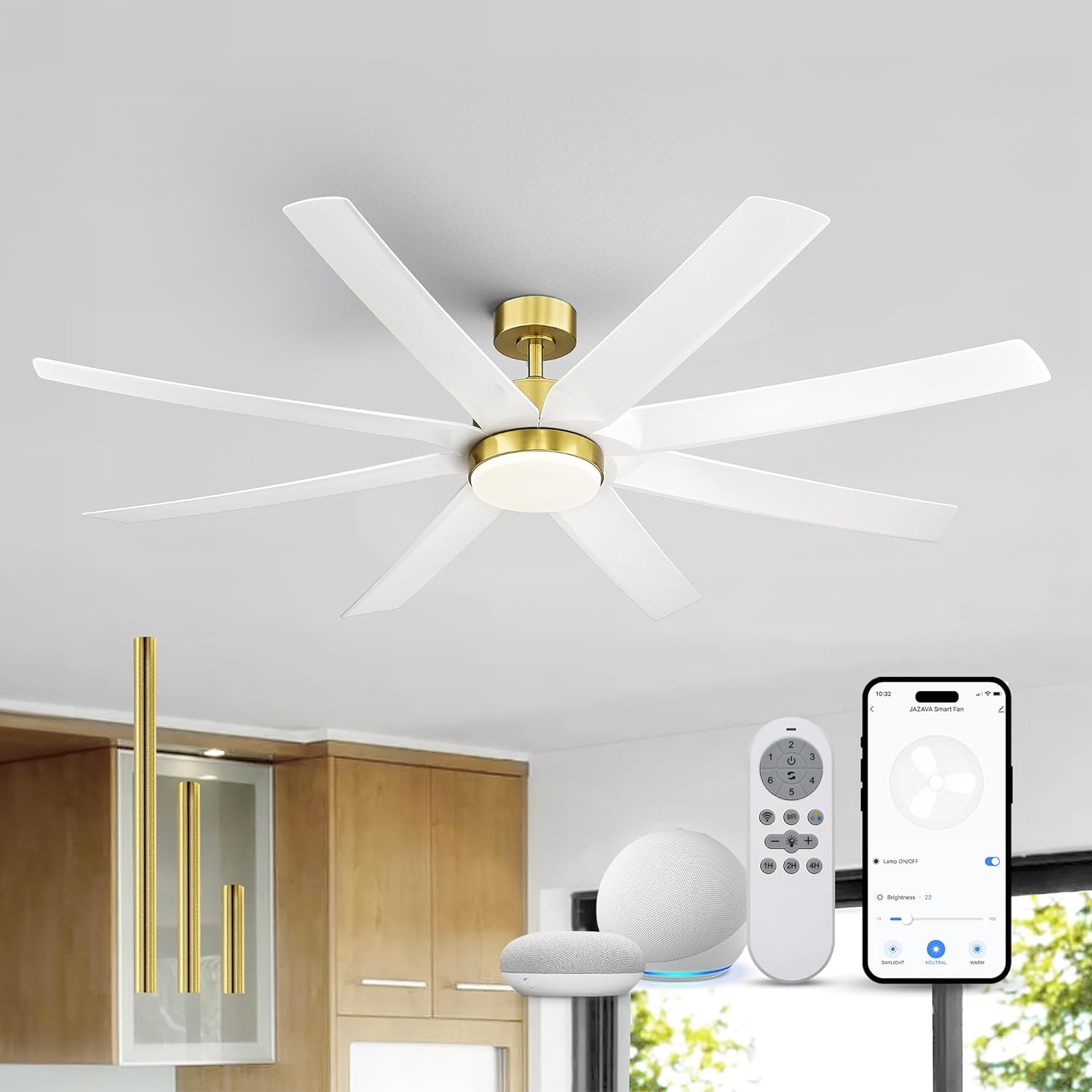 70 Inch Ceiling Fans with Lights, Smart Ceiling Fan with ALEXA and Google, Reversible DC Motor, 3CCT Dimmable Black Ceiling Fan for Patio