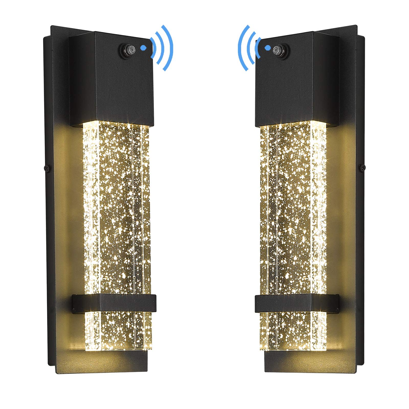 2 Packs LED with Crystal Bubble Glass - Dusk to Dawn Outside Wall Lights - USAG00301