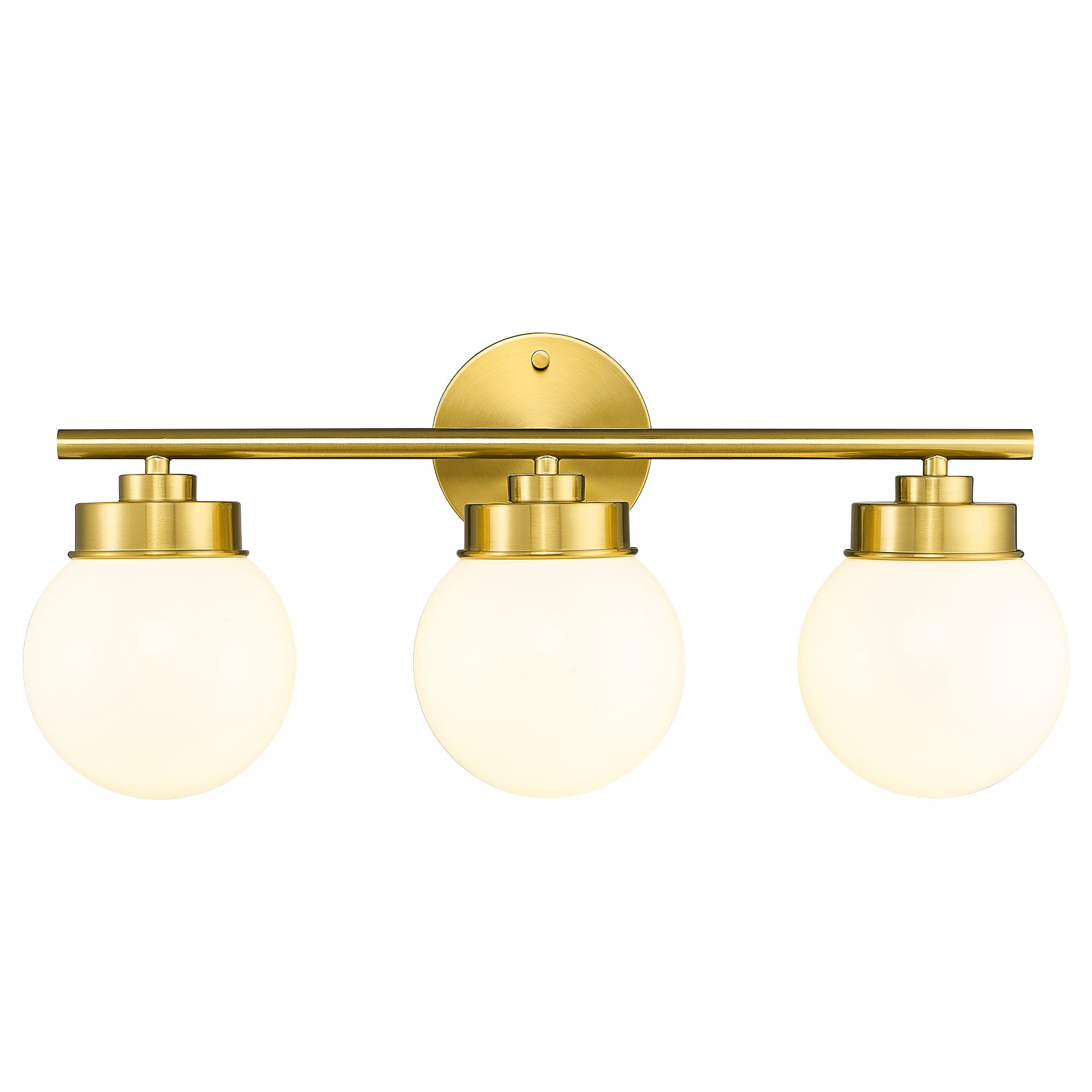 Brushed Gold Globe Bathroom Light Fixtures with White Glass Shade - 21 inch 3-Light Vanity Lights - USAG00010