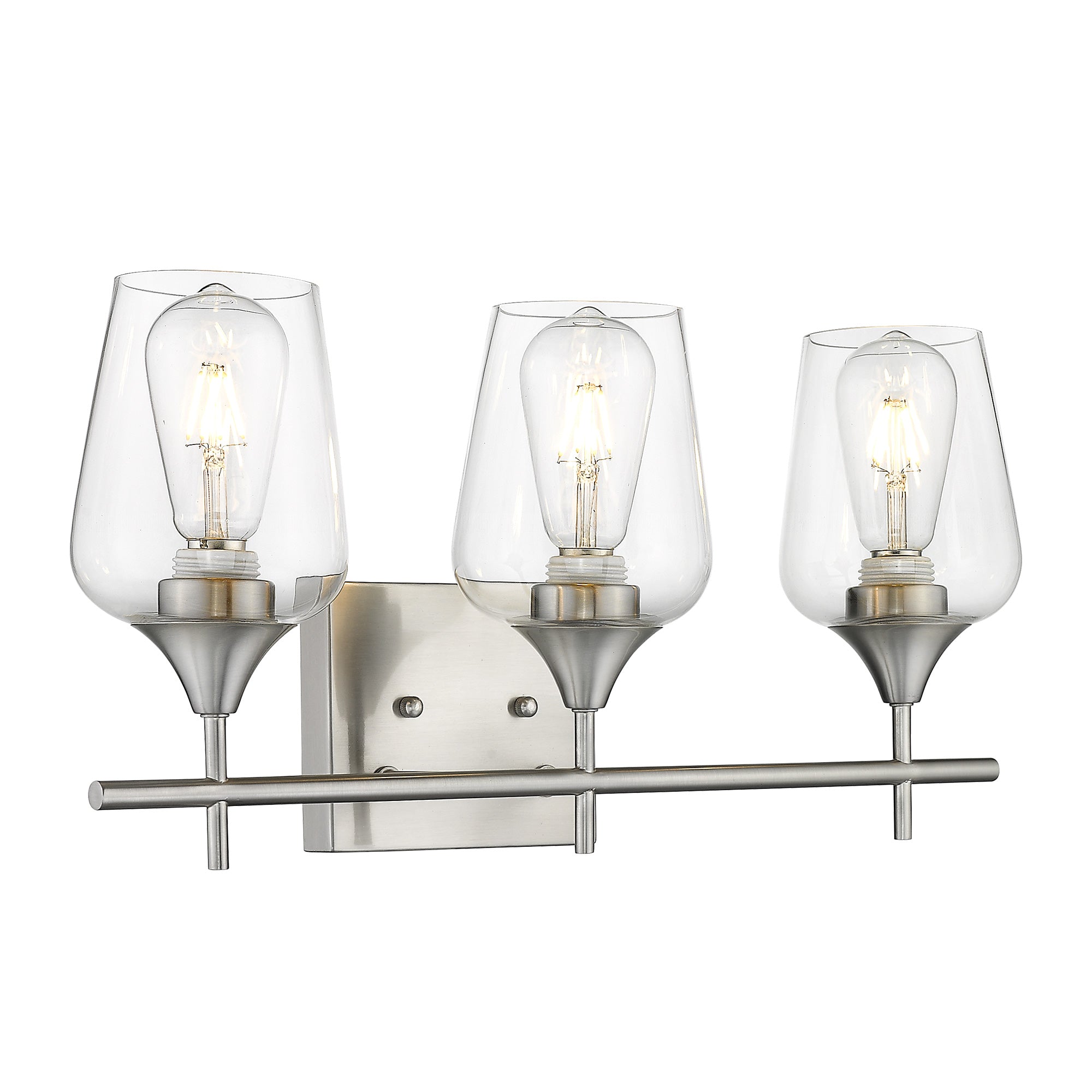 Brushed Nickel Glass & Metal - Brushed Nickel 3-Lights Vanity Lights For Bathroom - USAG00017