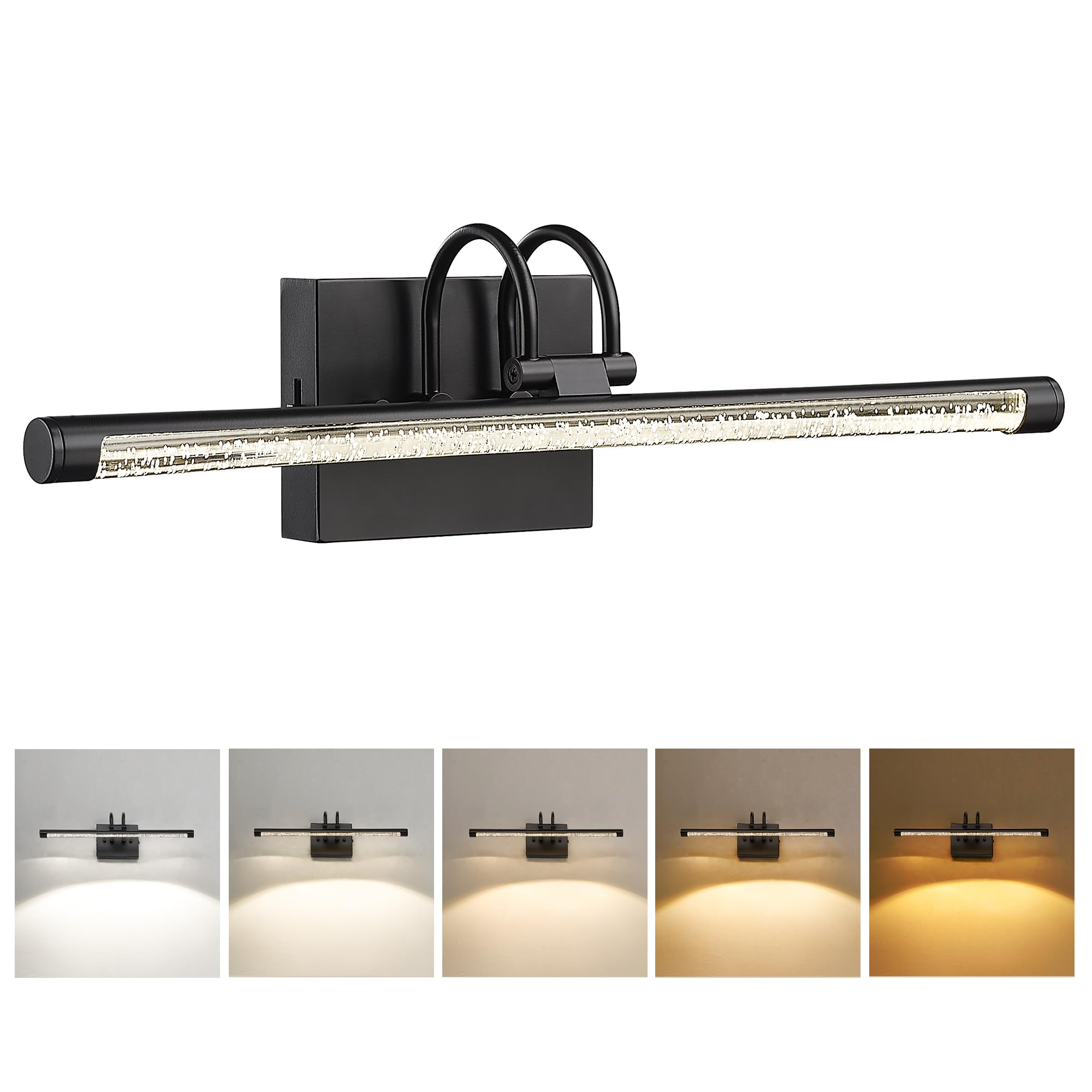 LED Black Vanity Lights Bar 19.7 inch Bathroom Light Fixtures 9W 2700/3000/3500/4000/5000KCCT Modern Bathroom Vanity Light, USAG00020