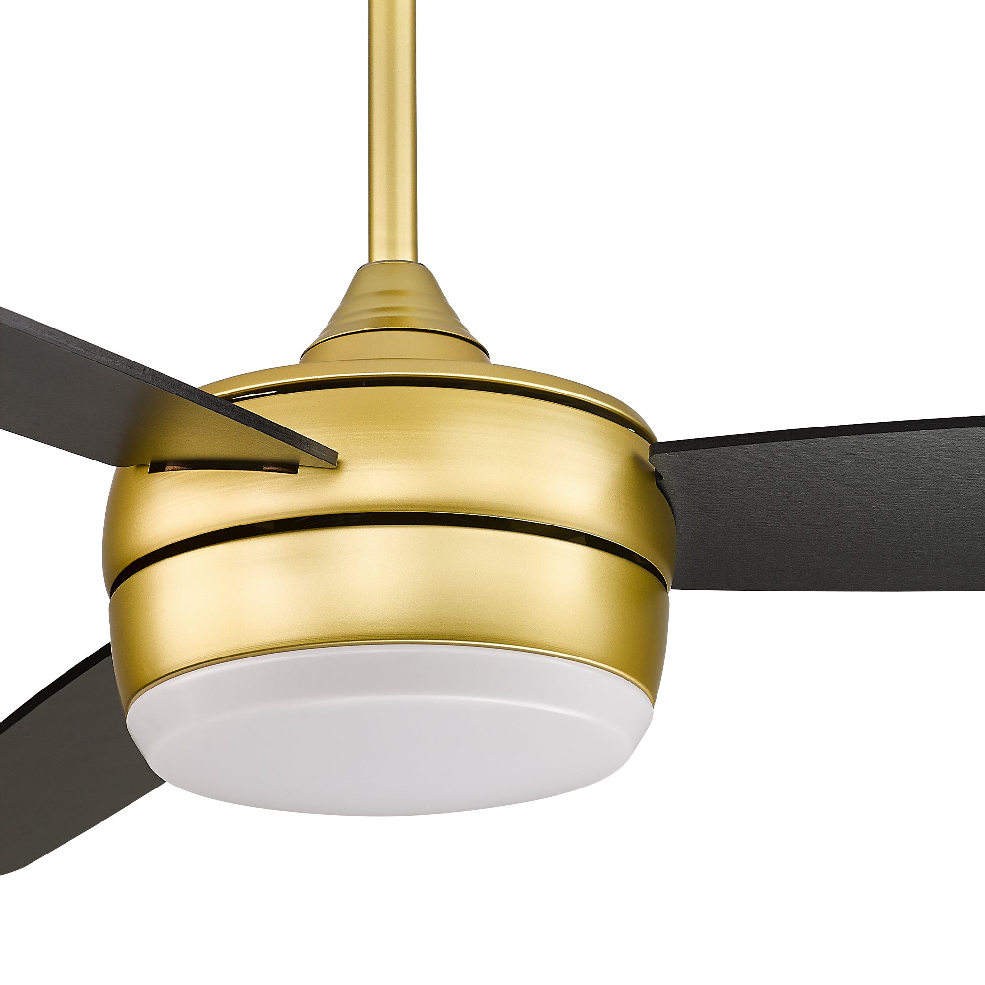 52 Inch Modern Gold Ceiling Fan - USAG00043 - LED Ceiling Fan with Light and Remote Control, with 3 Matte Black Blades for Living Room, Bedroom, Bathroom