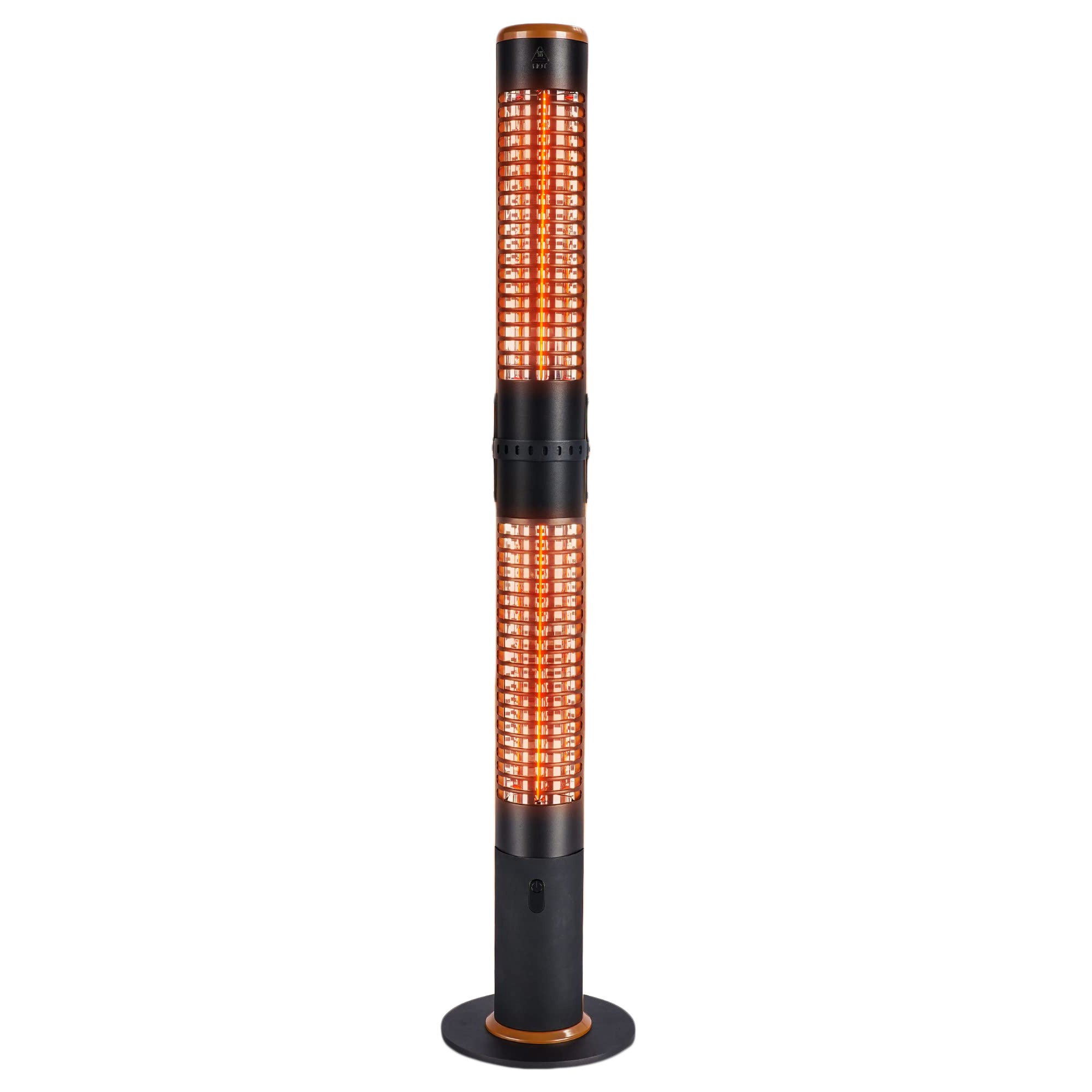 Portable Freestanding Electric Patio Heater - USAG00048 - 750/1500W Outdoor Infrared Heater with Remote in Cylinder Shape, Sectional & Silent Heating, IP54 Waterproof