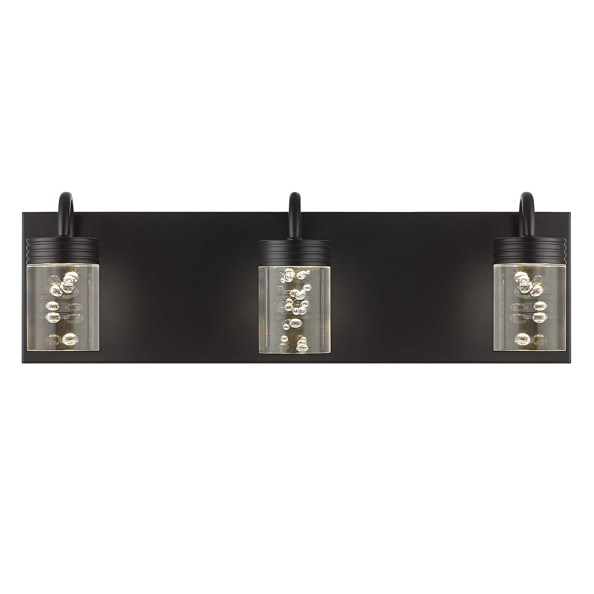 Modern Black Crystal LED Bathroom Lights Fixtures Over Mirror - 16 inch 3-Light Vanity Light with 12W 3000/4000/5000K - USAG00004