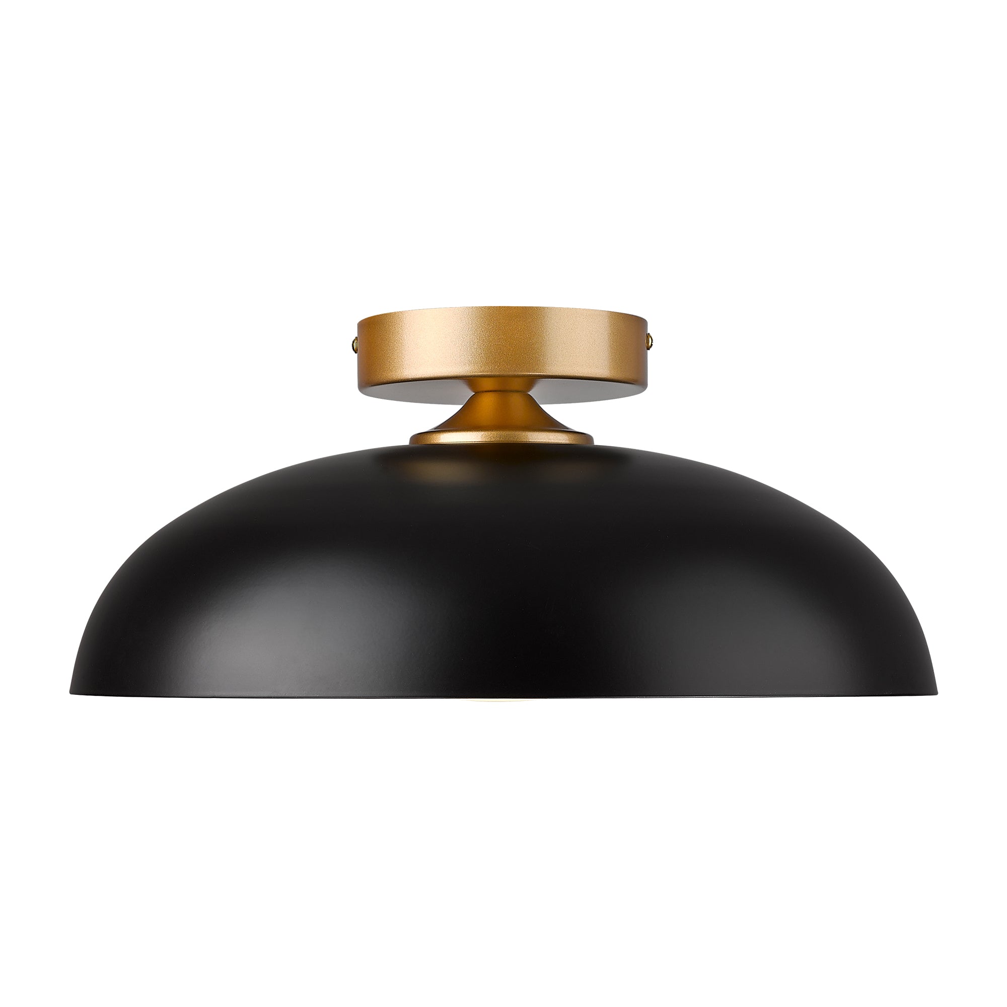 Semi Flush Mount Black and Gold Finish Metal - 15 inch LED 12W/1200lm 3000K/4000K/5000K Adjustable Ceiling Light - USAG00055