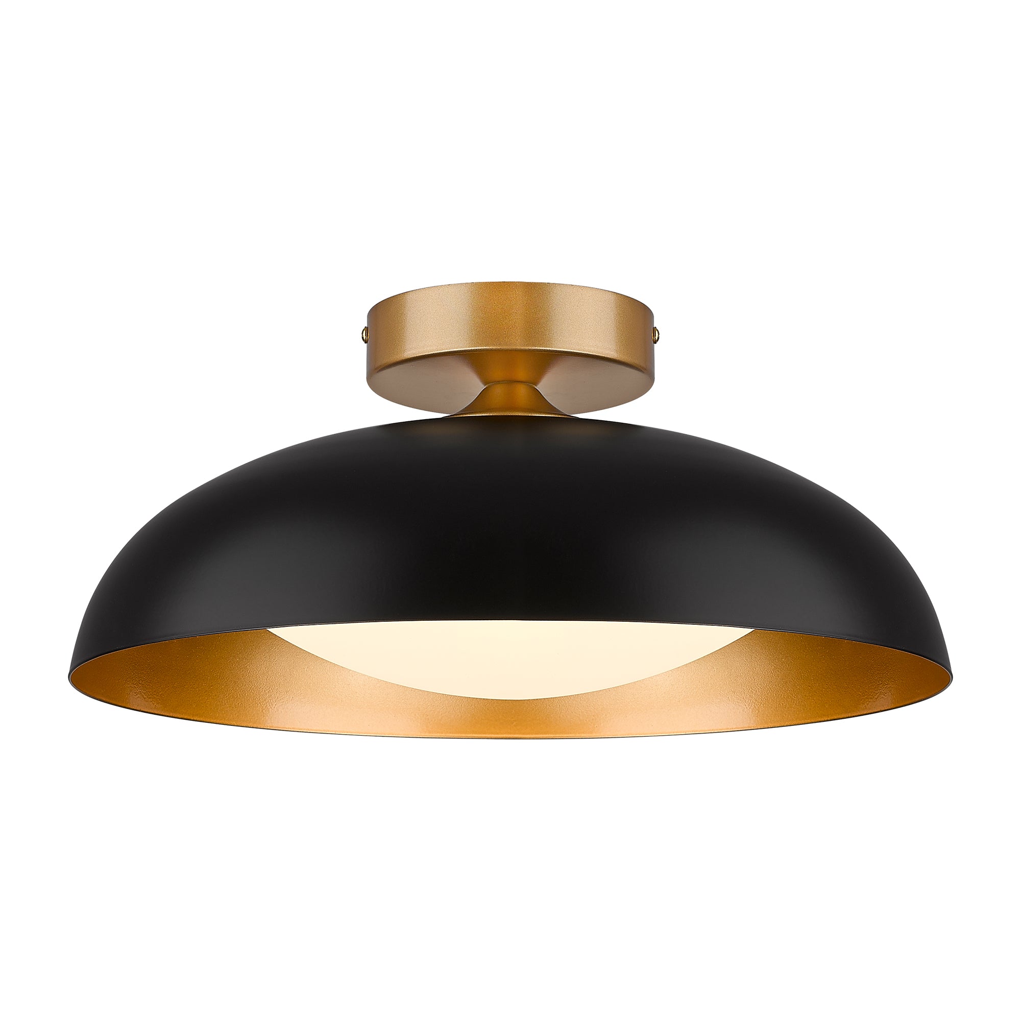 Semi Flush Mount Black and Gold Finish Metal - 15 inch LED 12W/1200lm 3000K/4000K/5000K Adjustable Ceiling Light - USAG00055