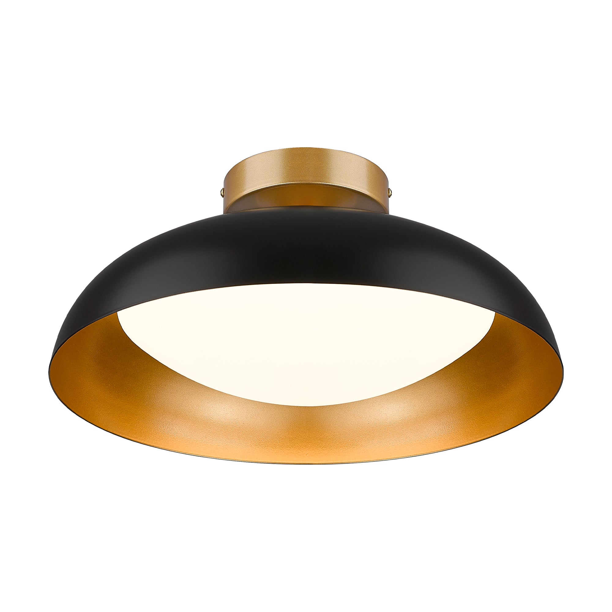 Semi Flush Mount Black and Gold Finish Metal - 15 inch LED 12W/1200lm 3000K/4000K/5000K Adjustable Ceiling Light - USAG00055