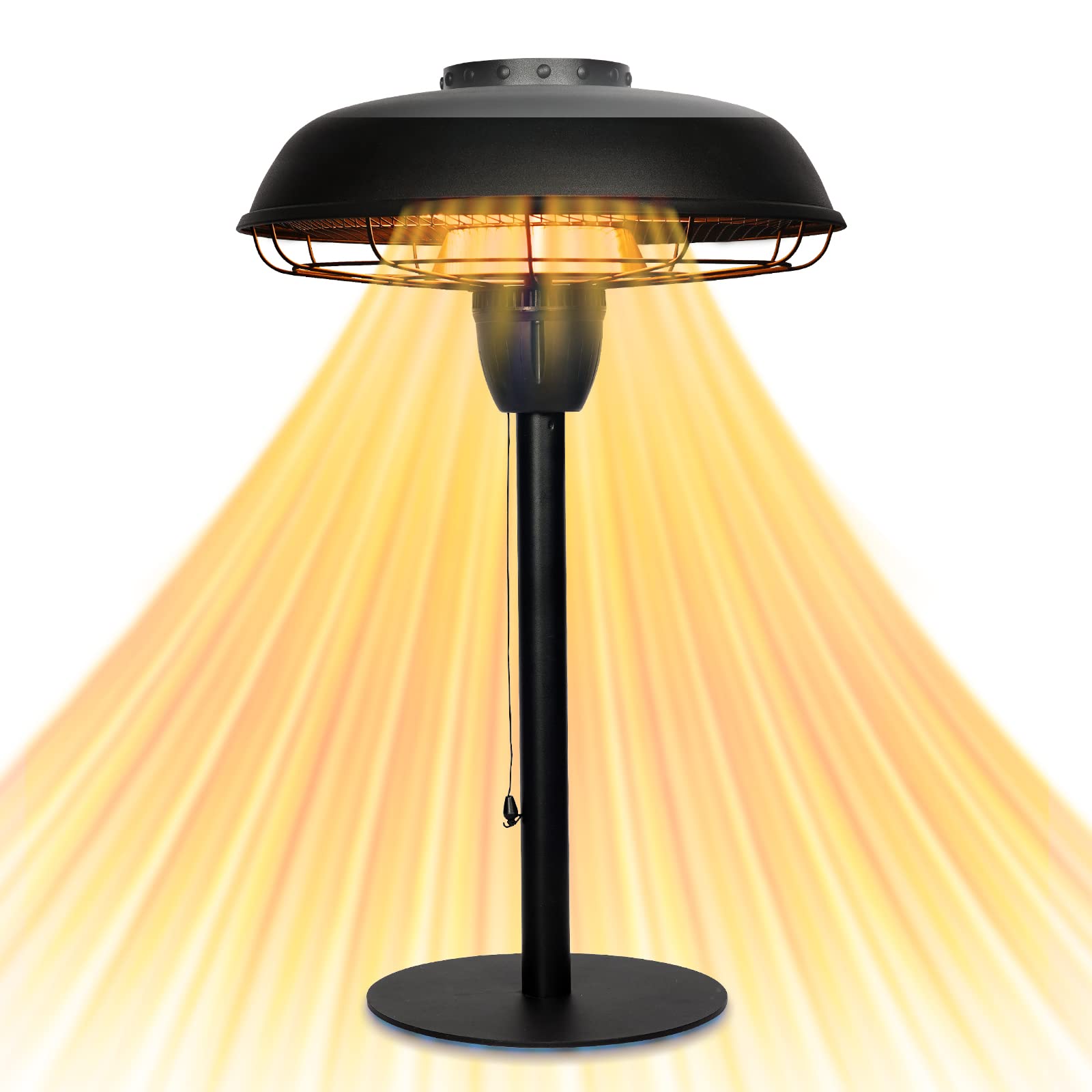 Electric Patio Infrared Heater - USAG00056 - 700/800/1500W Outdoor Hanging/Ceiling Heater With Remote Control & Touch Switch With UFO Shape Sandy Black, IP44 Waterproof