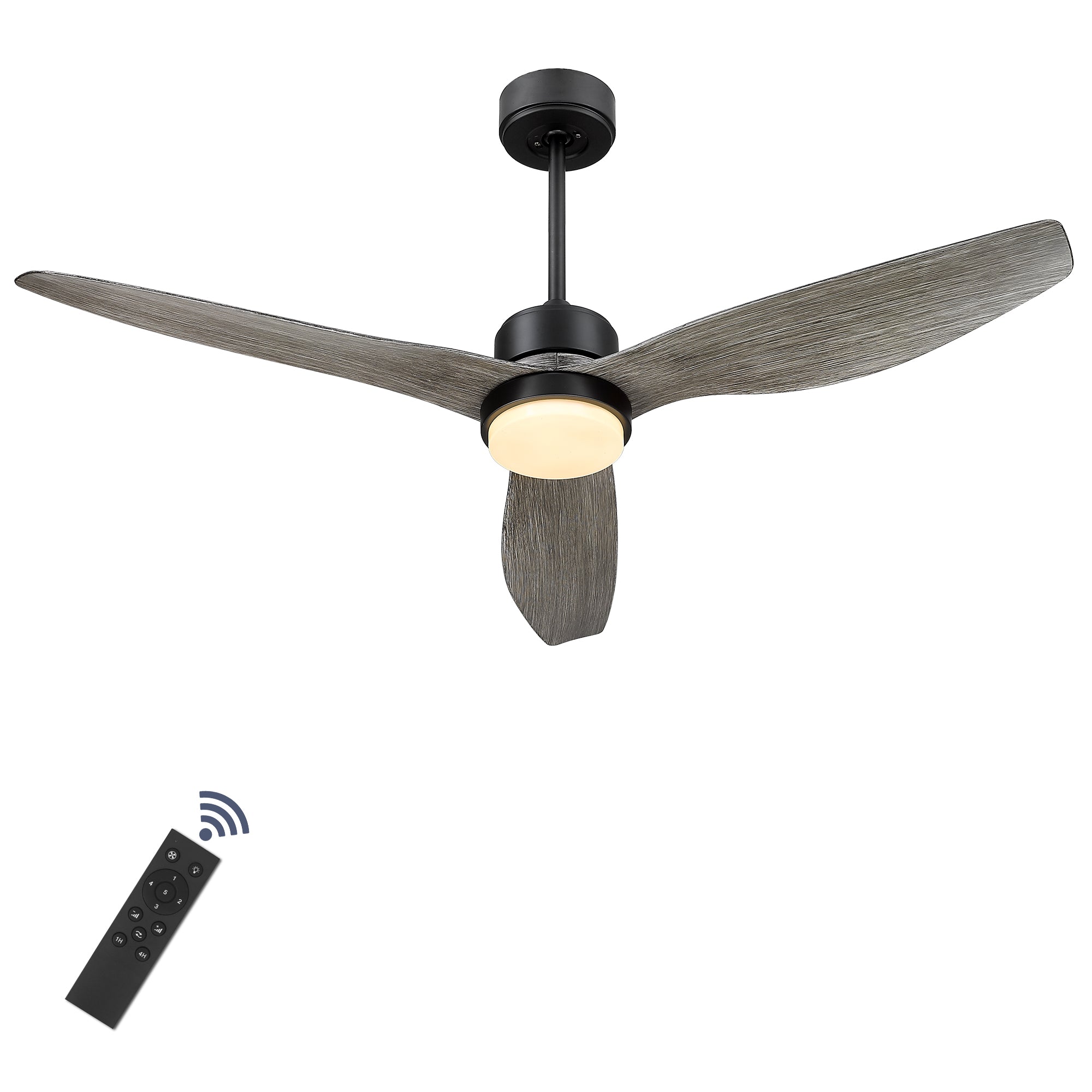 52 Inch Modern Ceiling Fan - USAG00058 - Farmhouse Ceiling Fan with LED Light Kit, 3-Reversible Blades, Indoor/Outdoor for Living Room, Bedroom, Studyroom, Wooden Finish