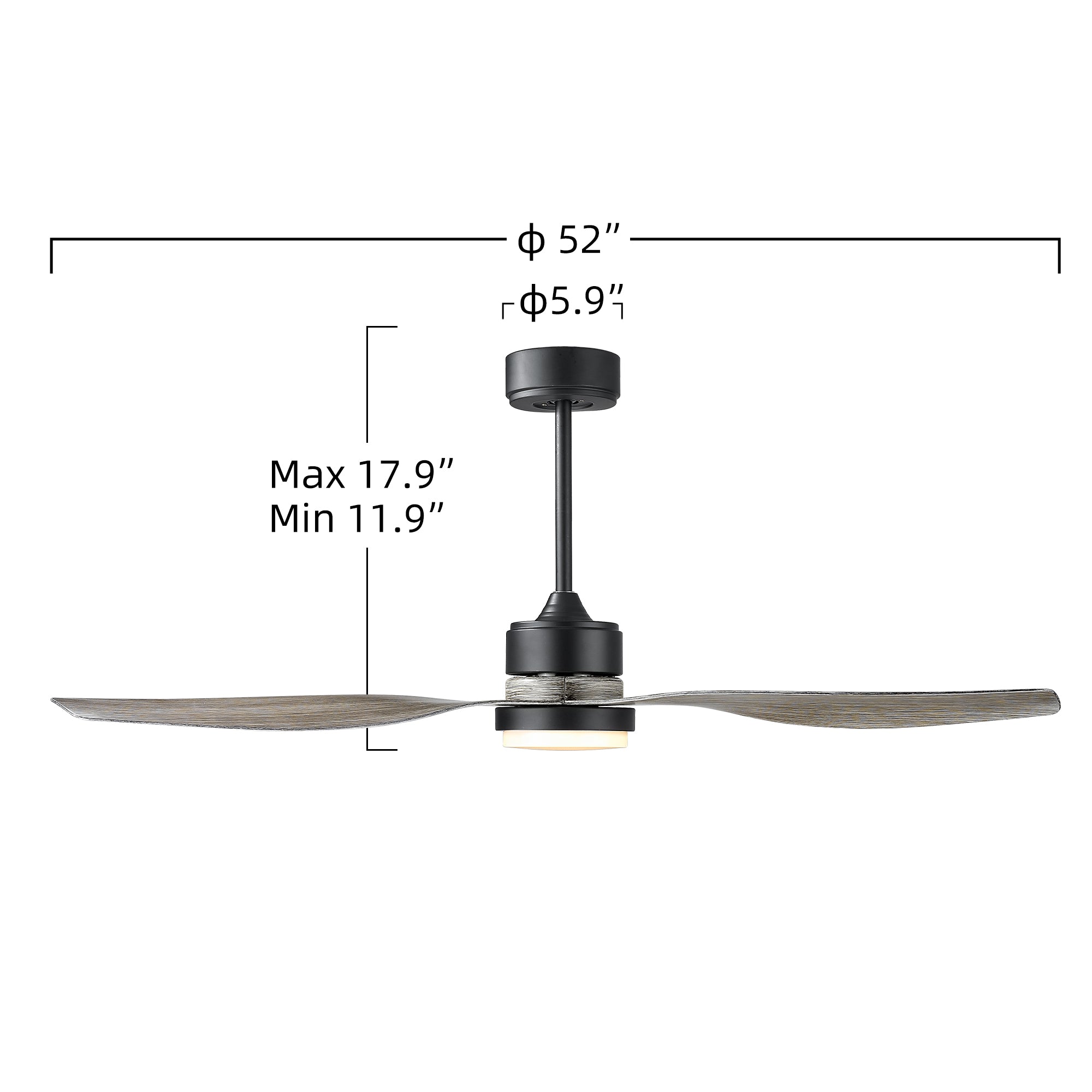 52 Inch Modern Ceiling Fan - USAG00058 - Farmhouse Ceiling Fan with LED Light Kit, 3-Reversible Blades, Indoor/Outdoor for Living Room, Bedroom, Studyroom, Wooden Finish