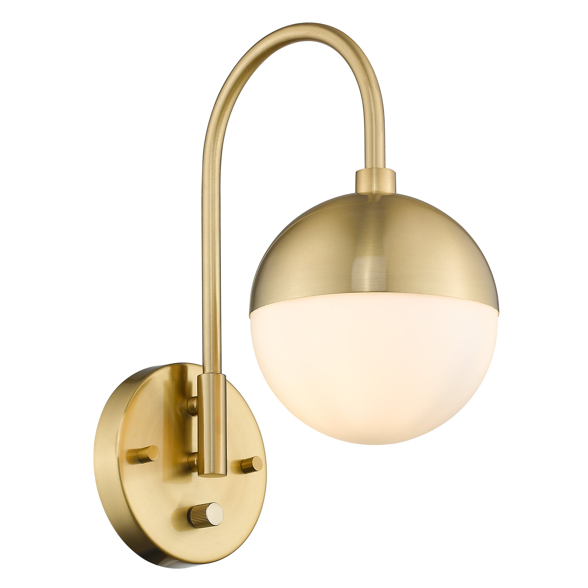 Brushed Gold Glass & Metal - Modern Wall Lamp With White Globe Glass Gold Wall Sconce Wall Light With Brushed Brass Finished For Bedroom Bathroom Living Room - USAG00059