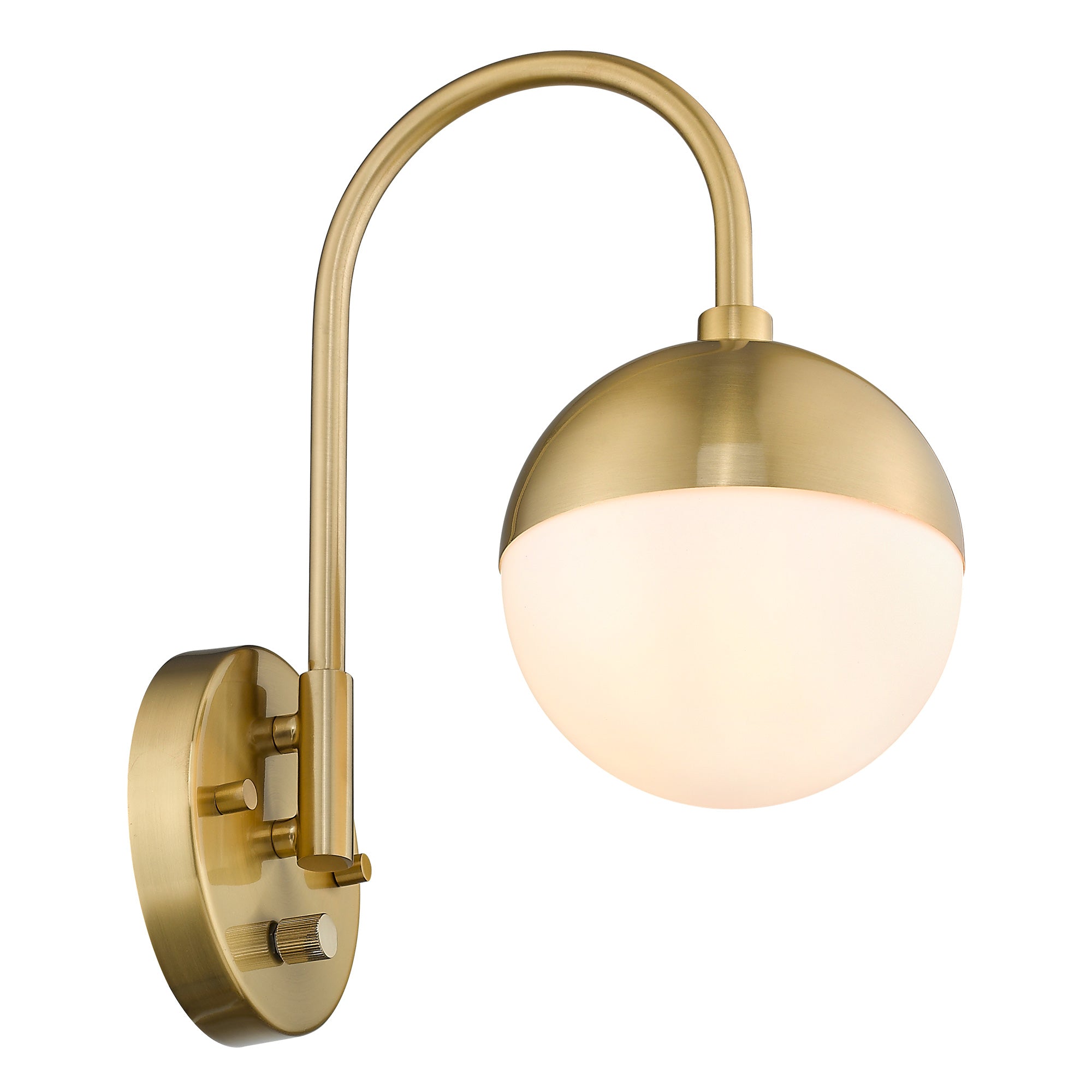 Brushed Gold Glass & Metal - Modern Wall Lamp With White Globe Glass Gold Wall Sconce Wall Light With Brushed Brass Finished For Bedroom Bathroom Living Room - USAG00059