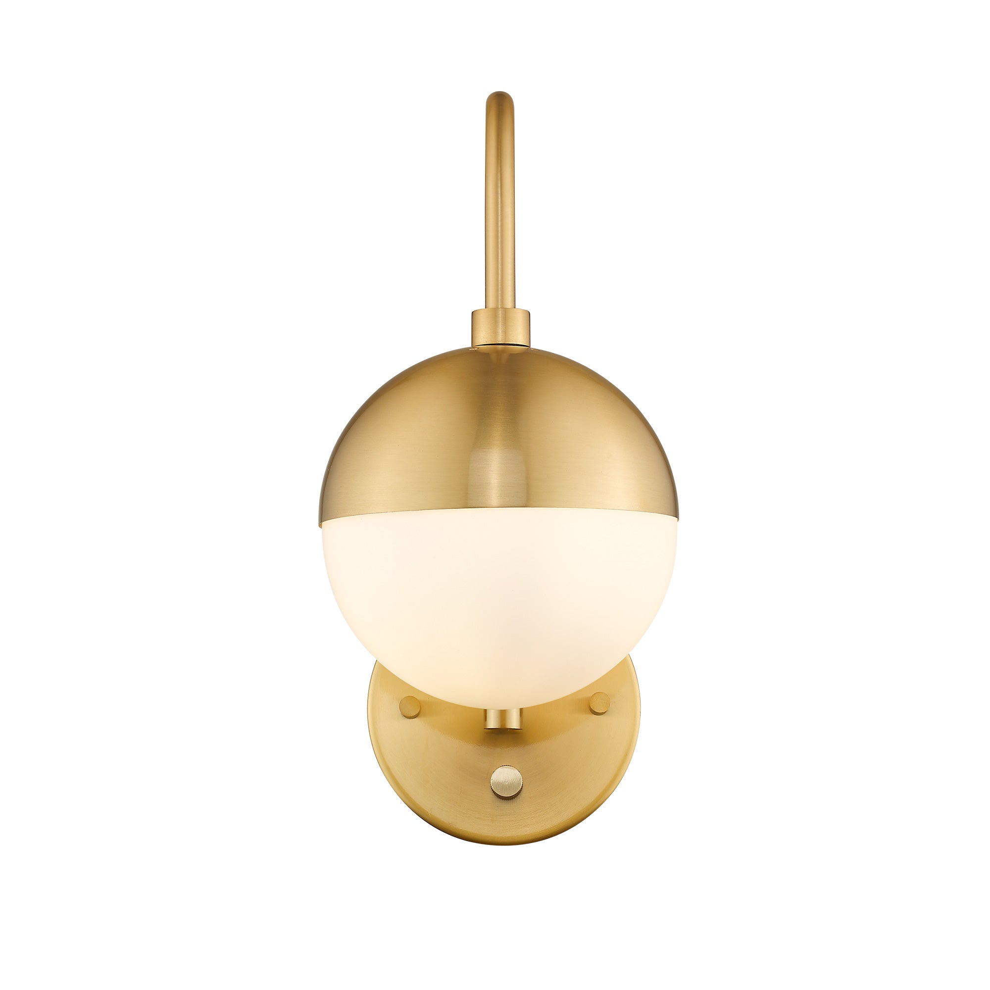 Brushed Gold Glass & Metal - Modern Wall Lamp With White Globe Glass Gold Wall Sconce Wall Light With Brushed Brass Finished For Bedroom Bathroom Living Room - USAG00059