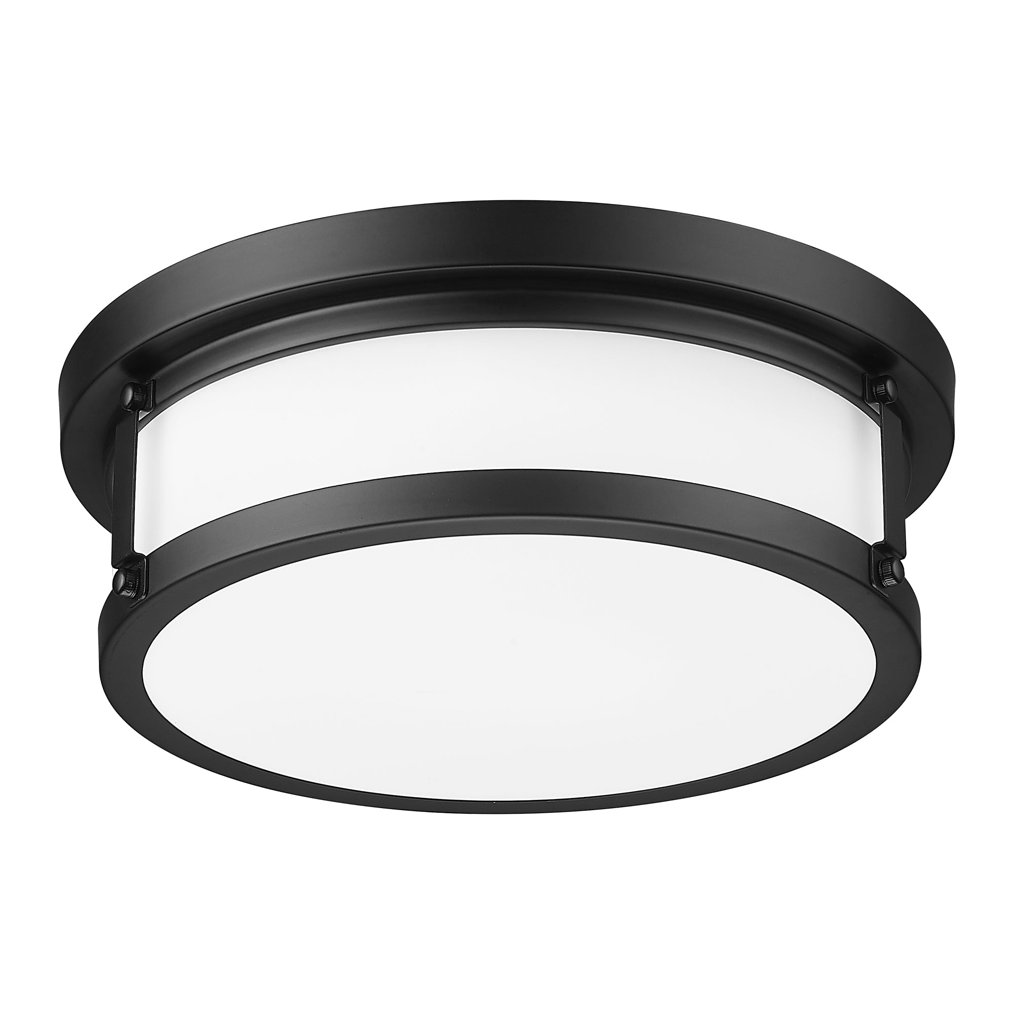 Black Flush Mount Metal Shade - 12 Inch LED Ceiling Light 12W/1200lm, 3000K/4000K/6000K Adjustbale - USAG00060