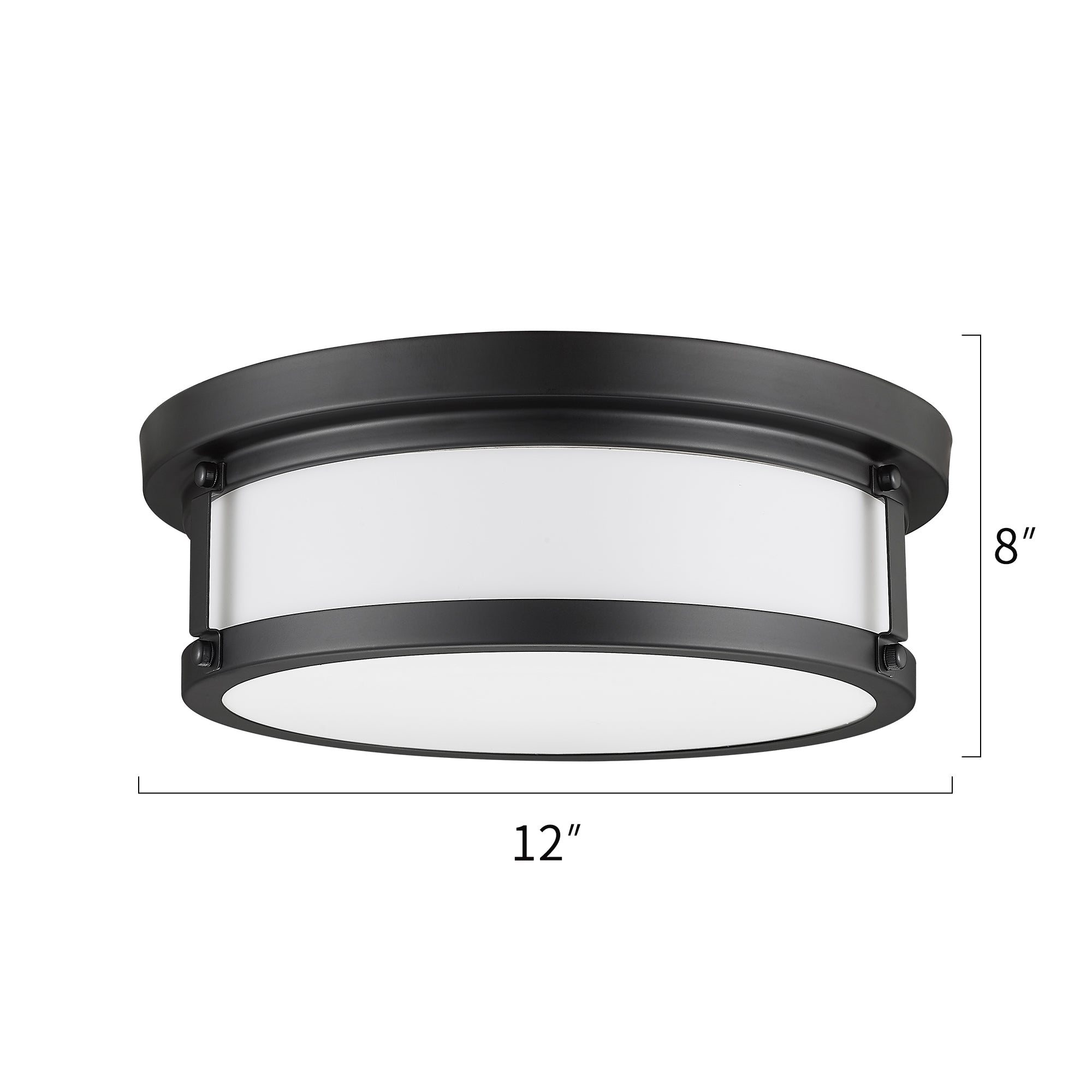 Black Flush Mount Metal Shade - 12 Inch LED Ceiling Light 12W/1200lm, 3000K/4000K/6000K Adjustbale - USAG00060