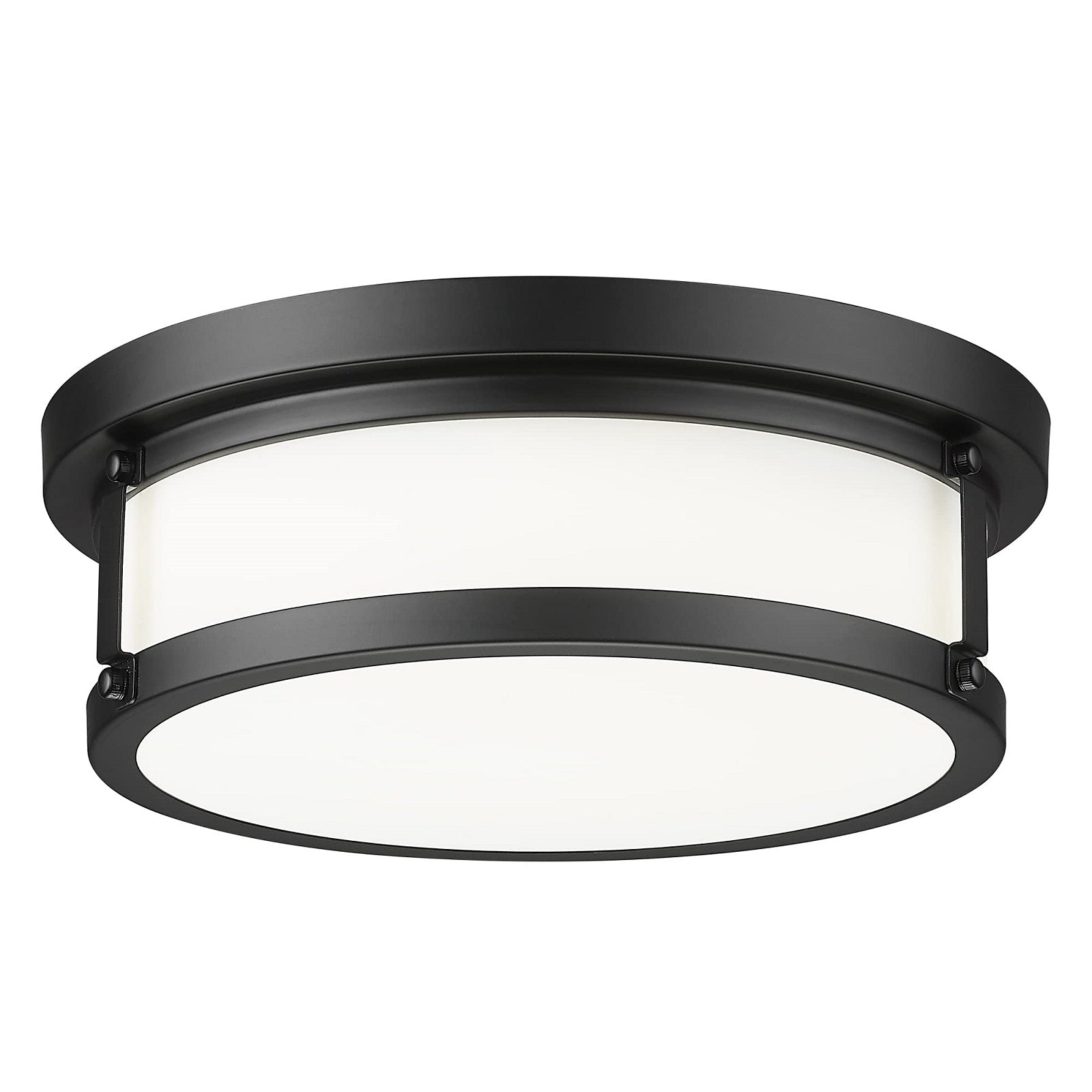 Black Flush Mount Metal Shade - 12 Inch LED Ceiling Light 12W/1200lm,