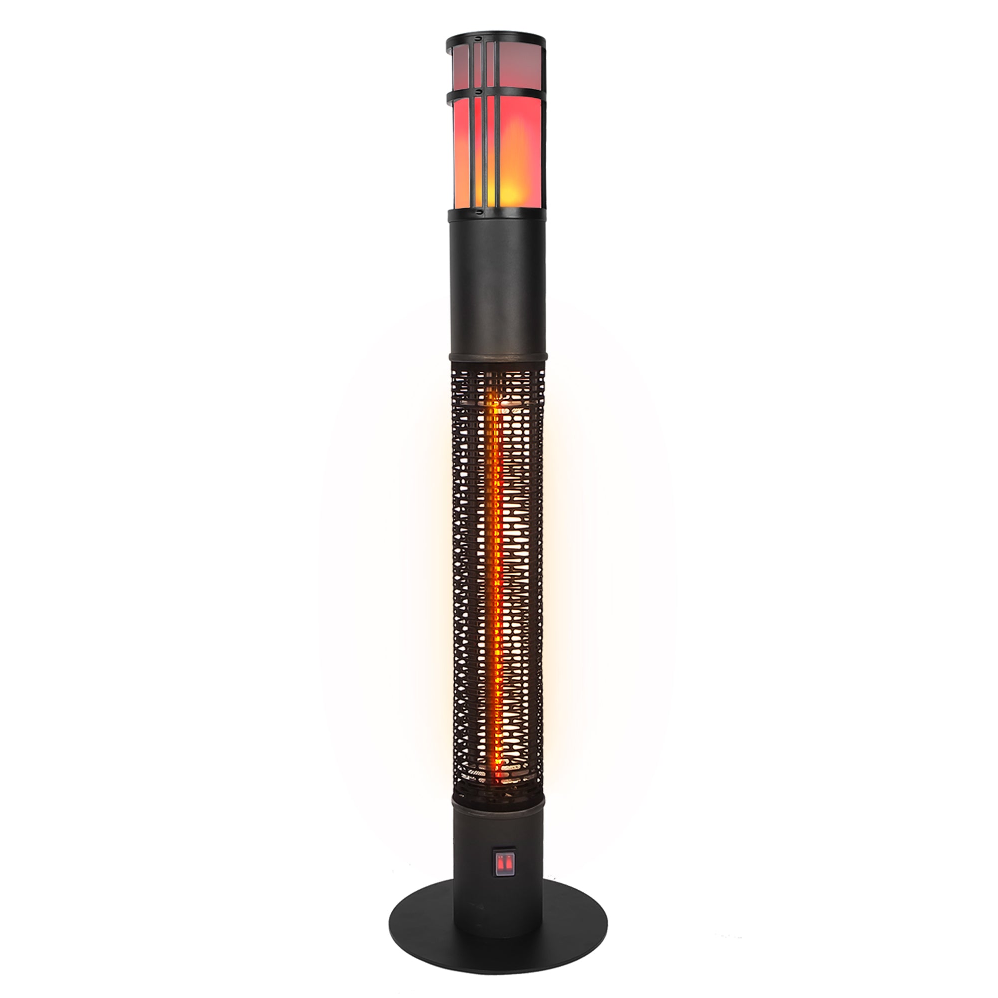 Outdoor Freestanding Electric Patio Heater - USAG00070 - 1500W Column Outdoor Heater with LED Flame Light, Suitable as a Balcony Heater, Christmas Party Heater