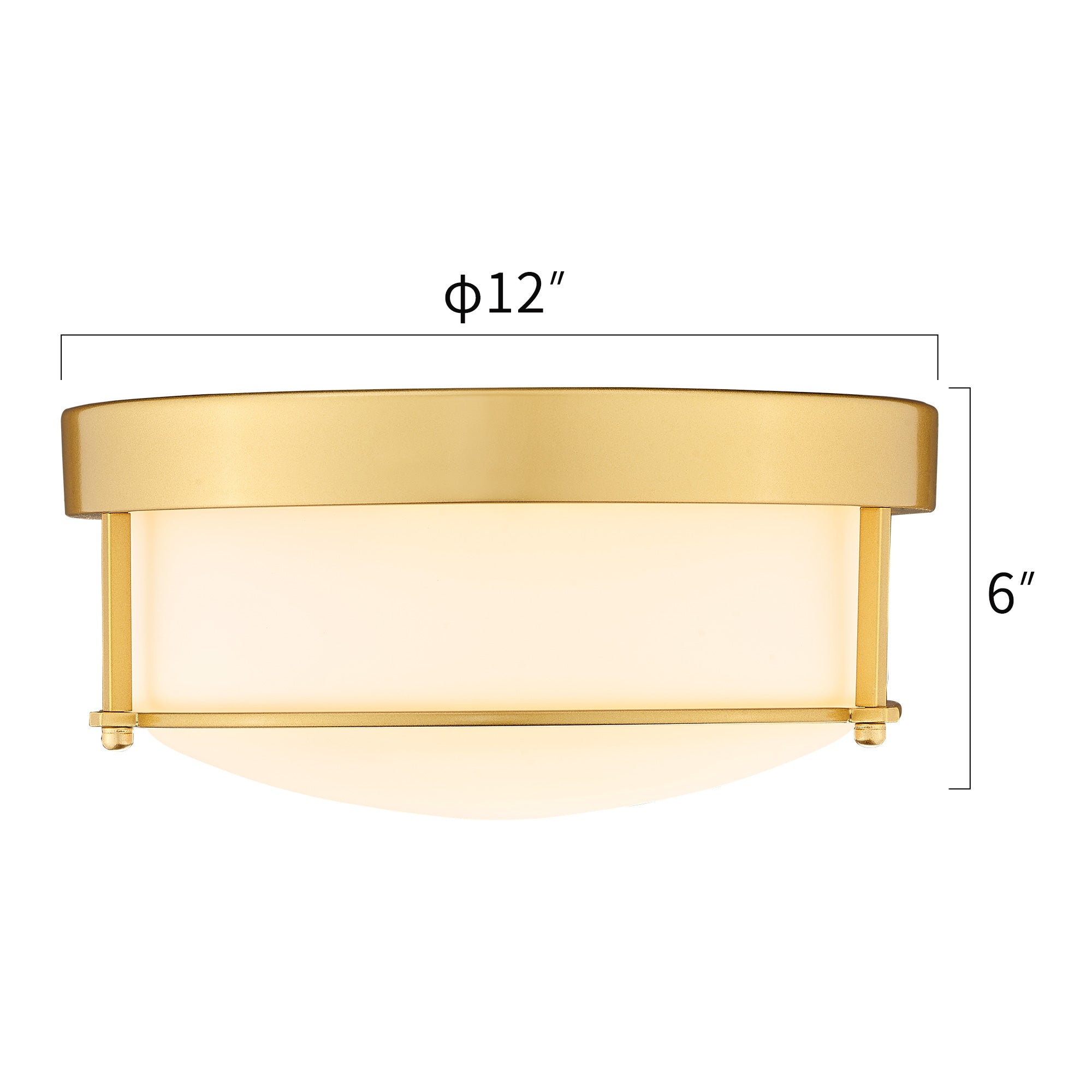 Brushed Gold Finish with Seeded Glass Flush Mount - 12 inch 2-Light Metal Ceiling Light Fixtures - USAG00071