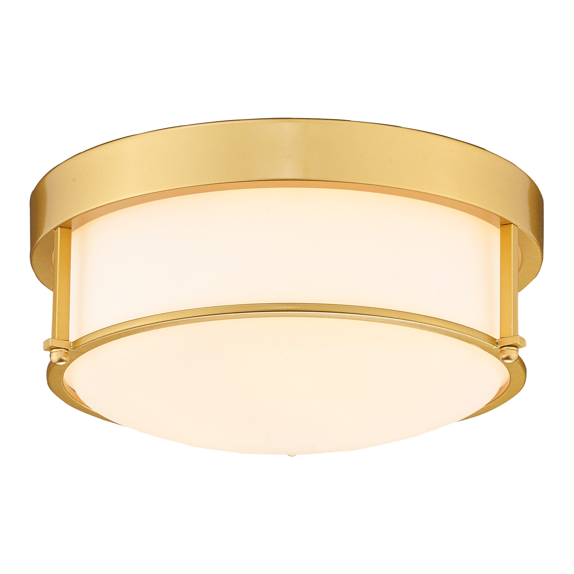 Brushed Gold Finish with Seeded Glass Flush Mount - 12 inch 2-Light Metal Ceiling Light Fixtures - USAG00071