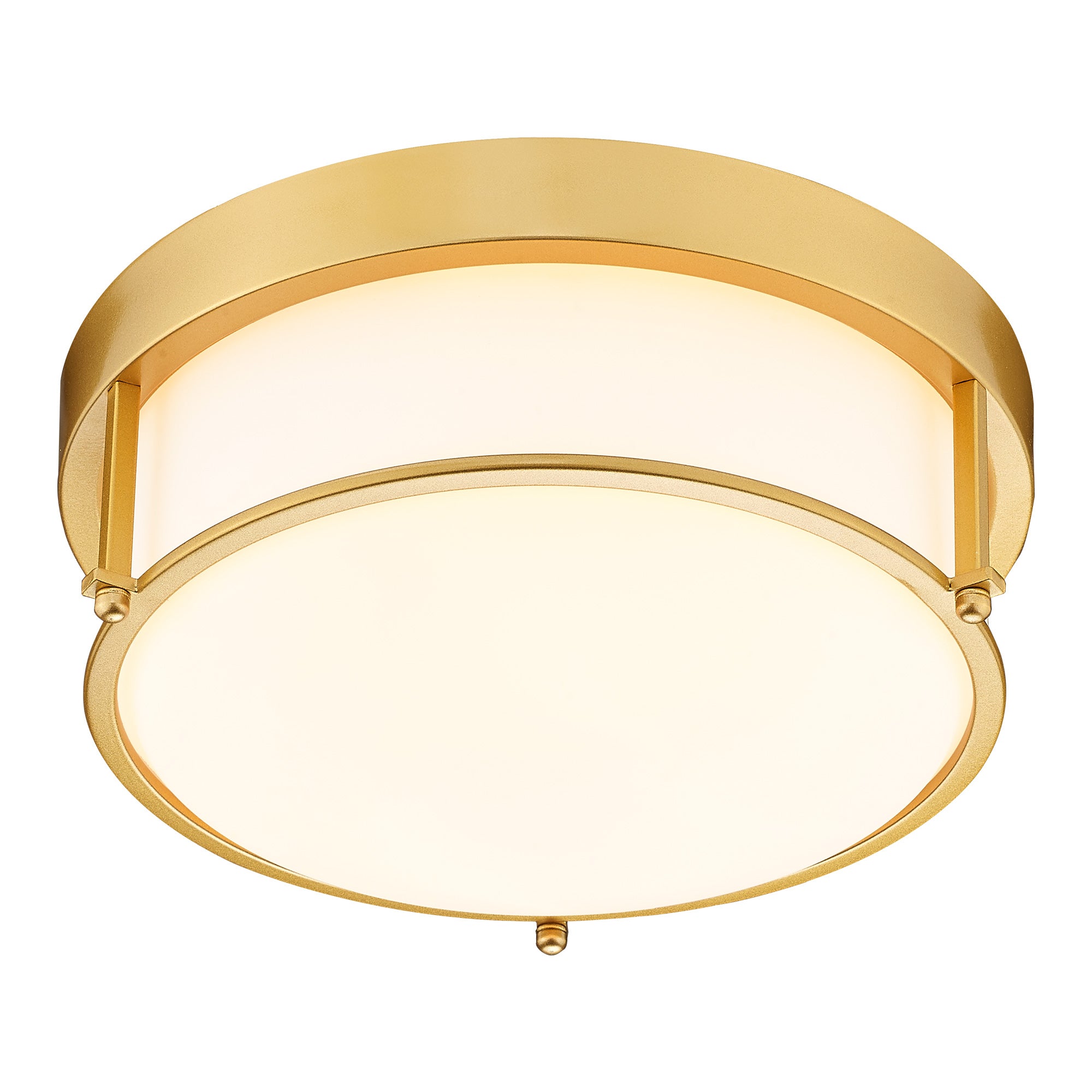 Brushed Gold Finish with Seeded Glass Flush Mount - 12 inch 2-Light Metal Ceiling Light Fixtures - USAG00071