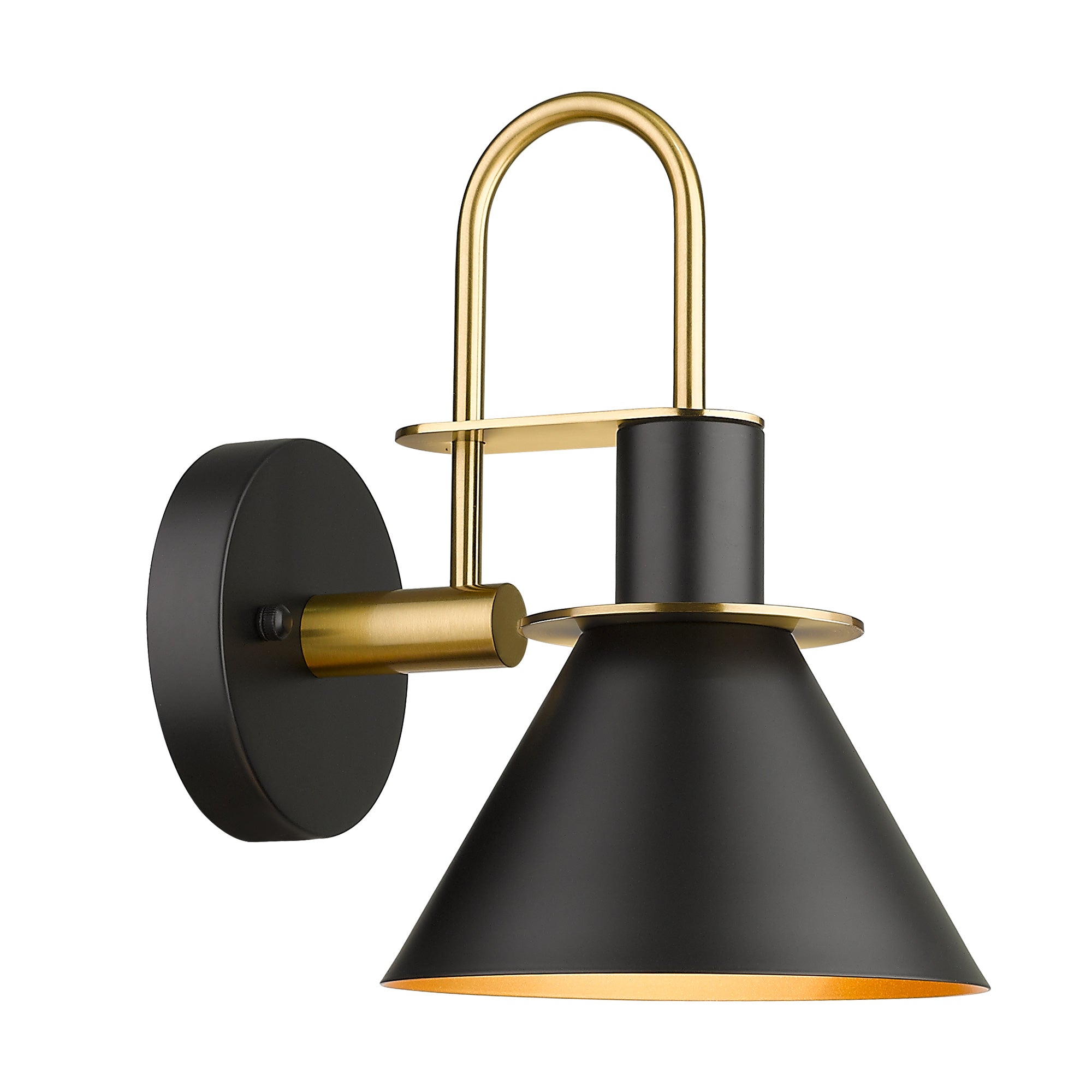 2 Packs Black and Gold Finish Industrial Wall Mounted - 6 inch Wall Lamp Wall Sconce with Cord - USAG00074