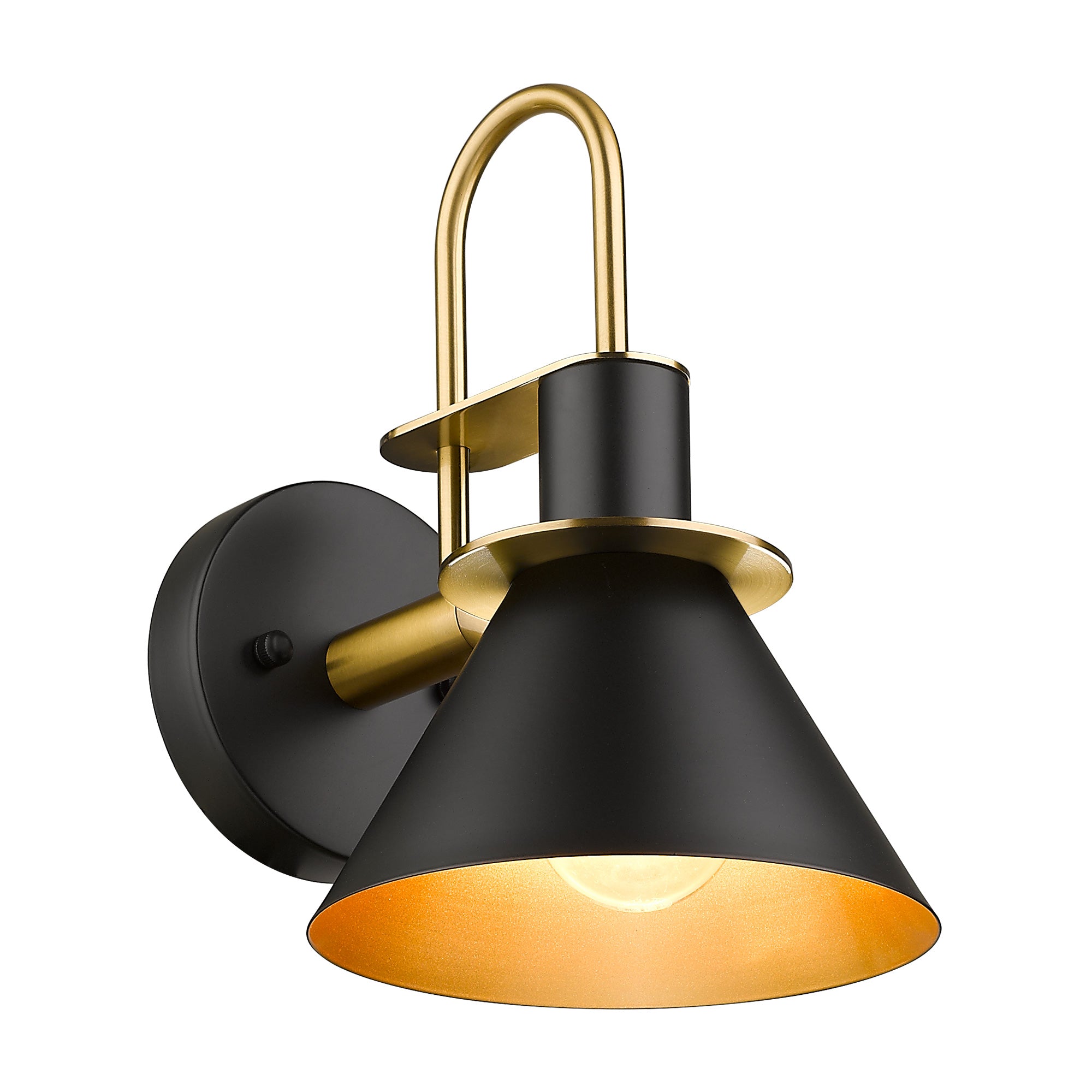 2 Packs Black and Gold Finish Industrial Wall Mounted - 6 inch Wall Lamp Wall Sconce with Cord - USAG00074