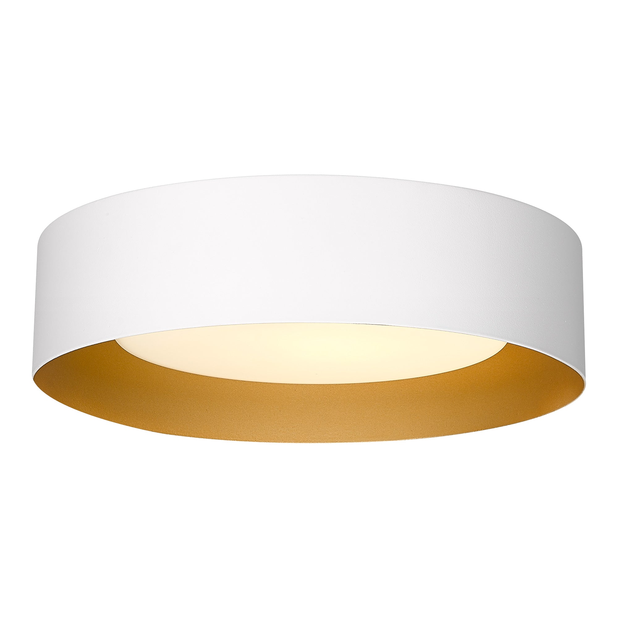 White & Gold Glass & Metal - 14" LED Flush Mount Ceiling Light - USAG00085