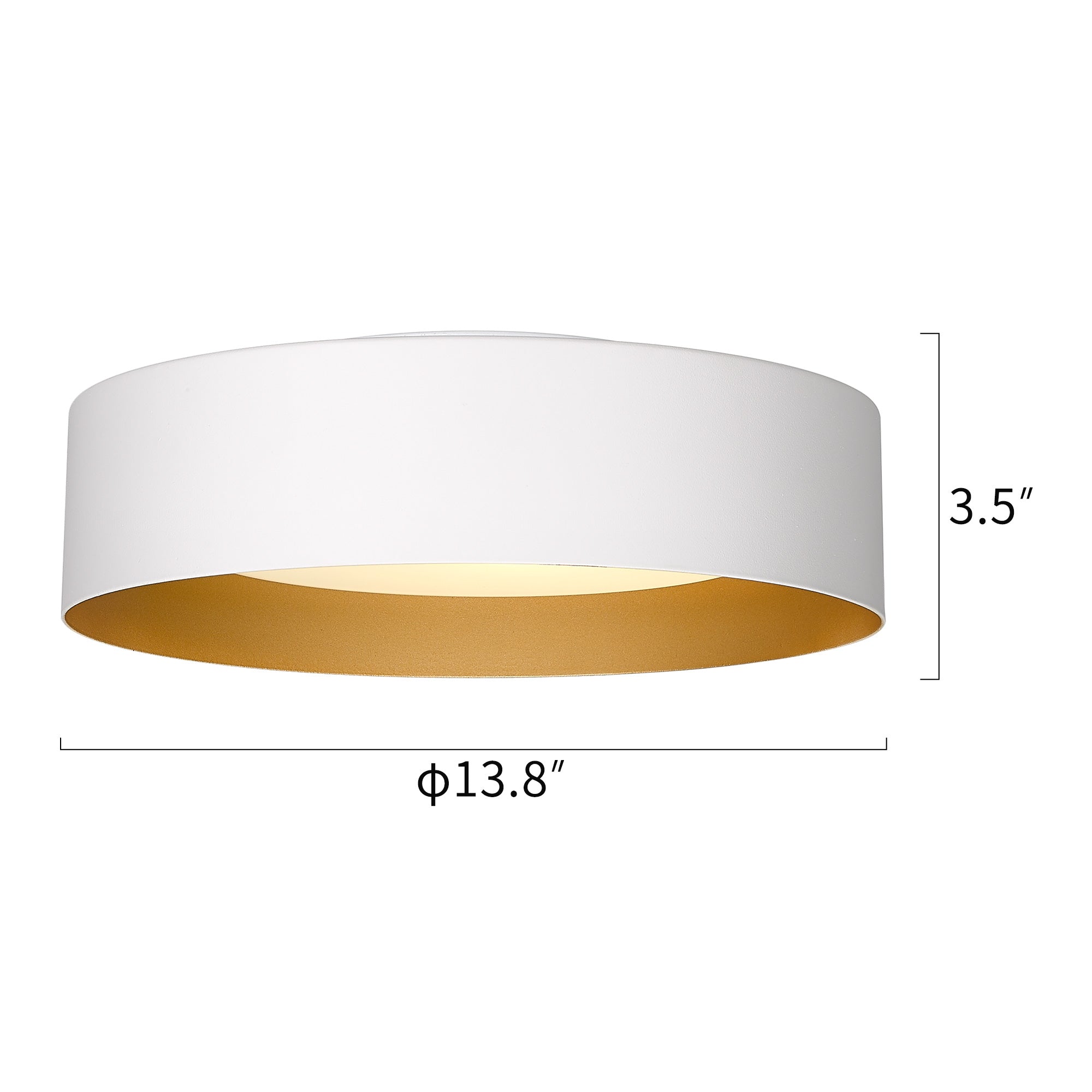 White & Gold Glass & Metal - 14" LED Flush Mount Ceiling Light - USAG00085