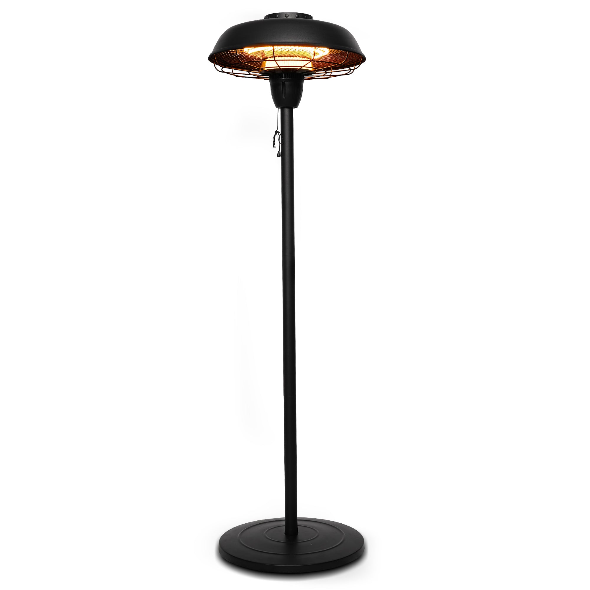 Outdoor Electric Patio Heater - USAG00090 -  1500W Infrared Patio Heater With UFO Shape Sandy Black Finish, Adjustable Height, IP44 Waterproof