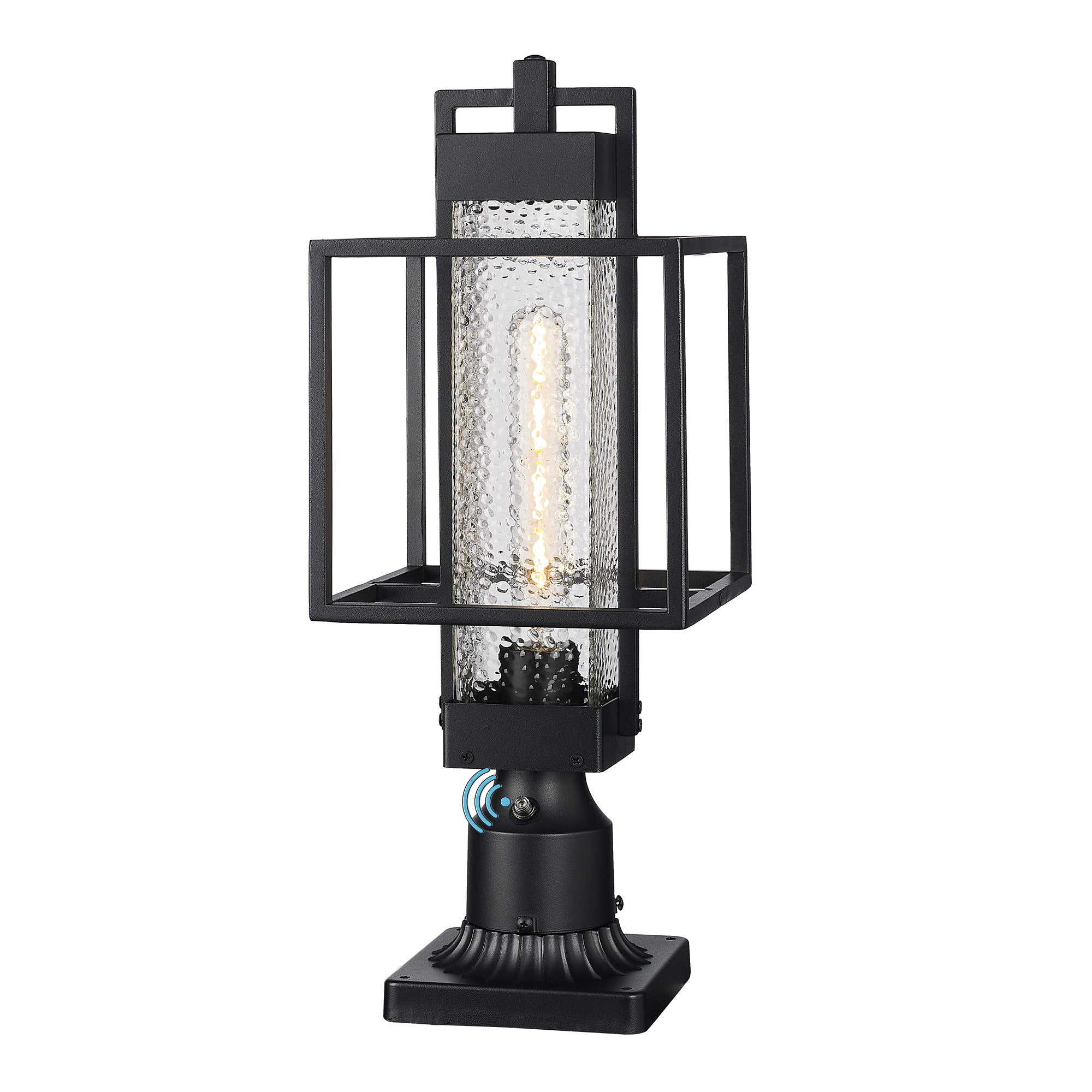 Black Cast Aluminum with Pier Mount Base - 19 inch Large Dusk to Dawn Outdoor Post Lights - USAG00091