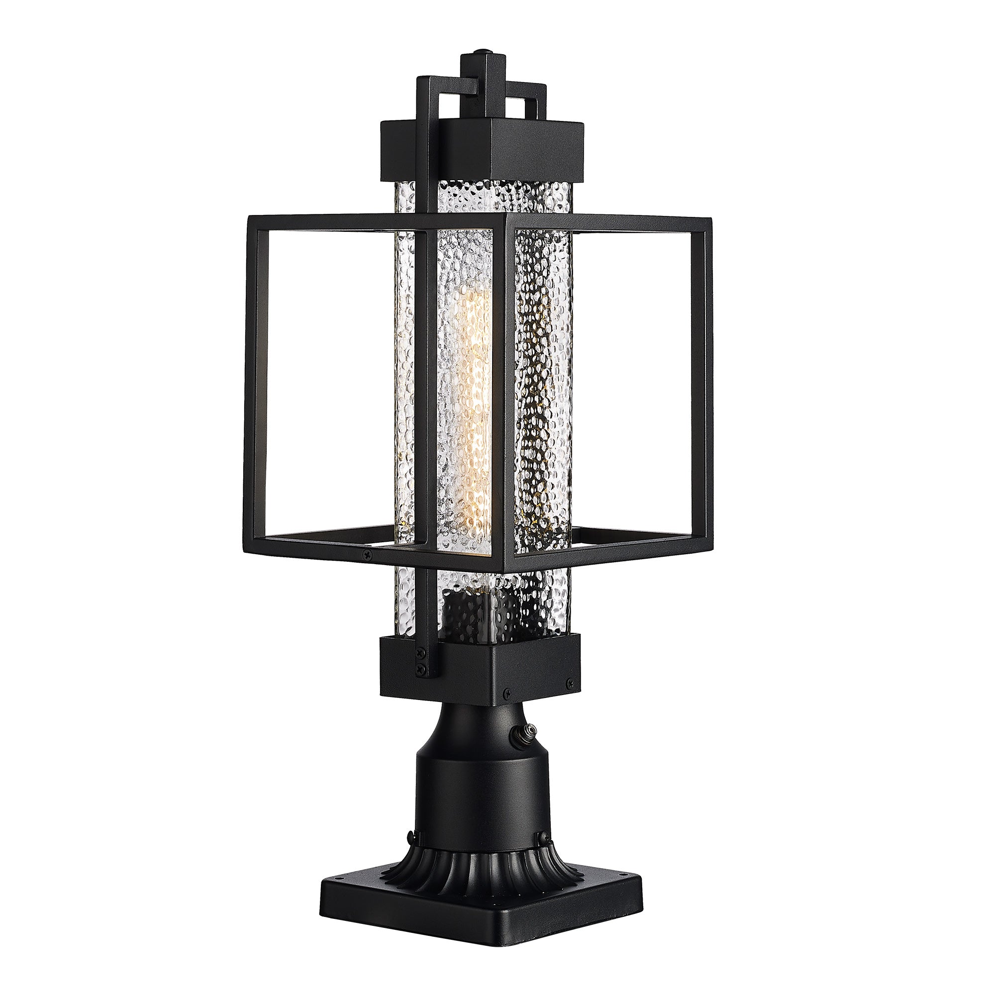 Black Cast Aluminum with Pier Mount Base - 19 inch Large Dusk to Dawn Outdoor Post Lights - USAG00091