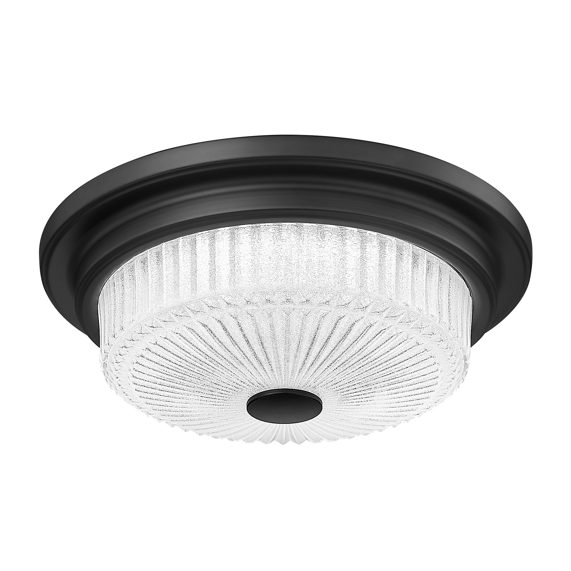 Black Flush Mount with White Patterned Glass - 13 Inch LED Ceiling Lights, 23W/1700Lm 5CCT Adjustable - USAG00094