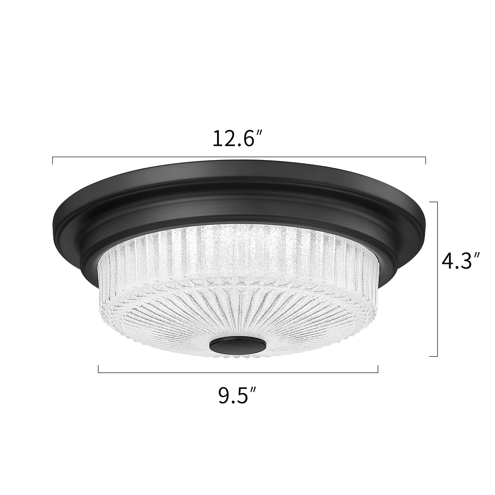 Black Flush Mount with White Patterned Glass - 13 Inch LED Ceiling Lights, 23W/1700Lm 5CCT Adjustable - USAG00094