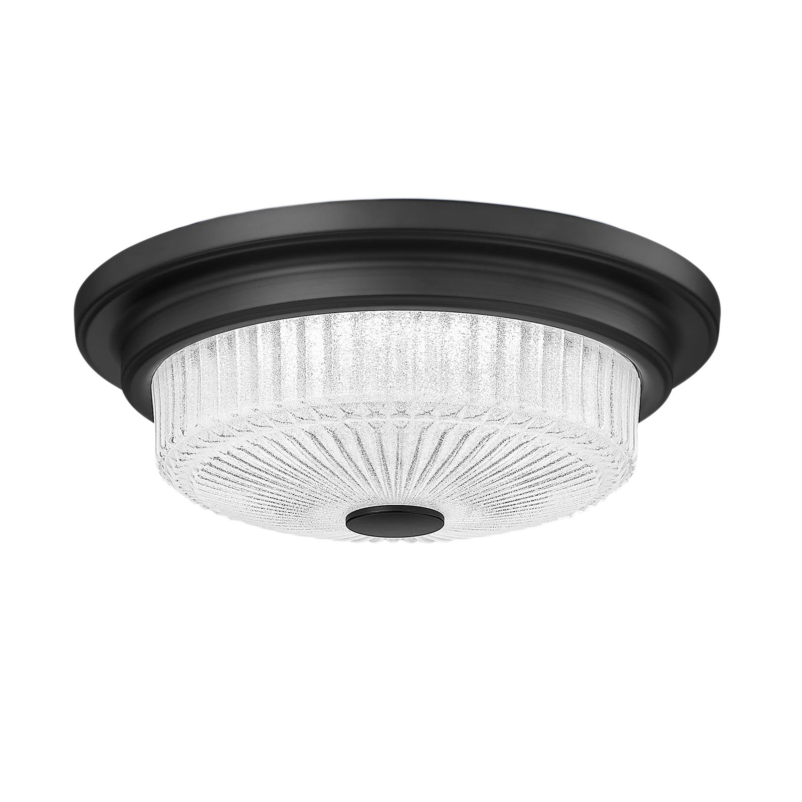 Black Flush Mount with White Patterned Glass - 13 Inch LED Ceiling Lights, 23W/1700Lm 5CCT Adjustable - USAG00094