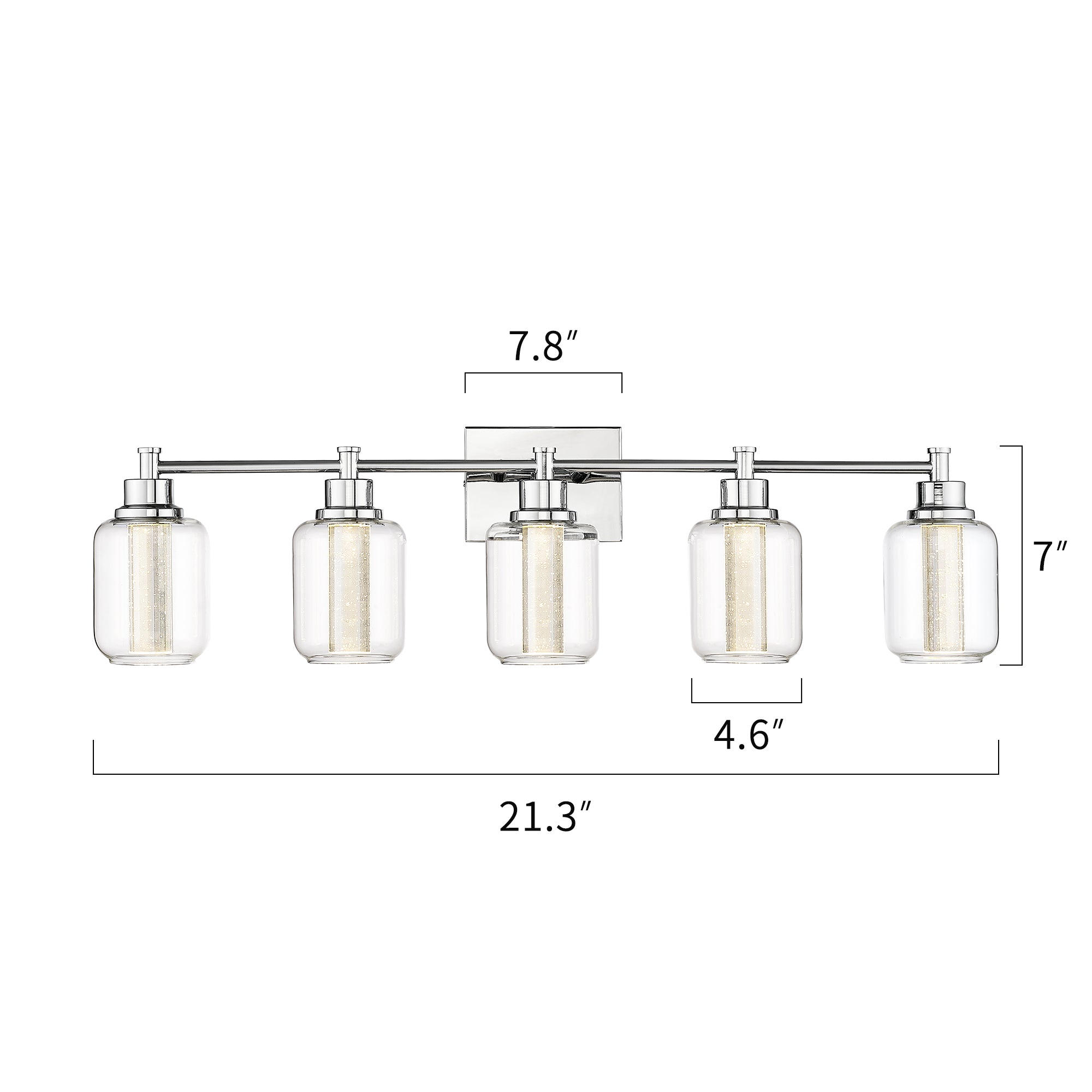 Brushed Nickel Glass & Metal - 21.3'' 5-Light LED Vanity Lighting Fixture - USAG00102