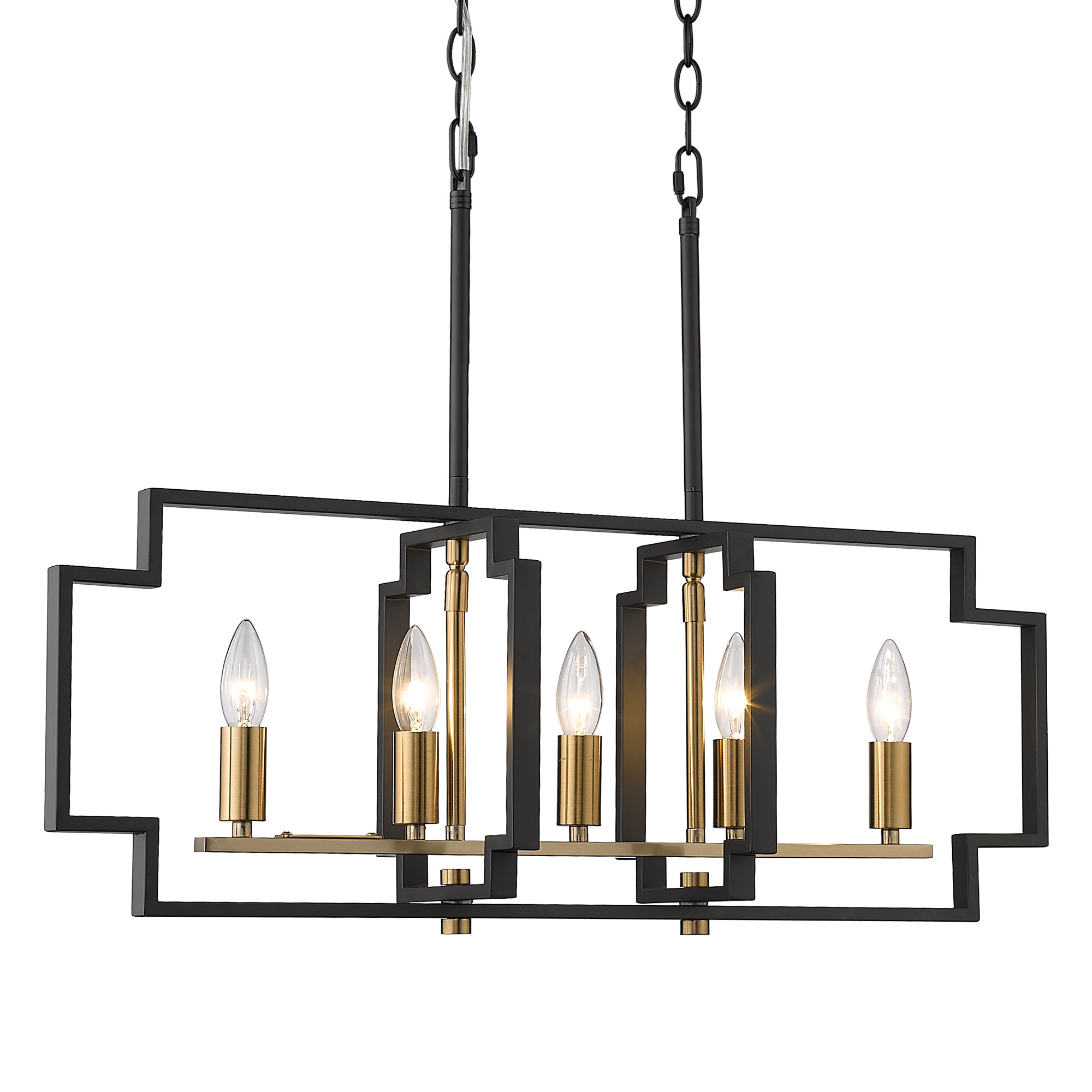 Matte Black & Gold Metal - 5-Light Island Lighting Modern Kitchen Dining Room Light Fixtures - USAG00103