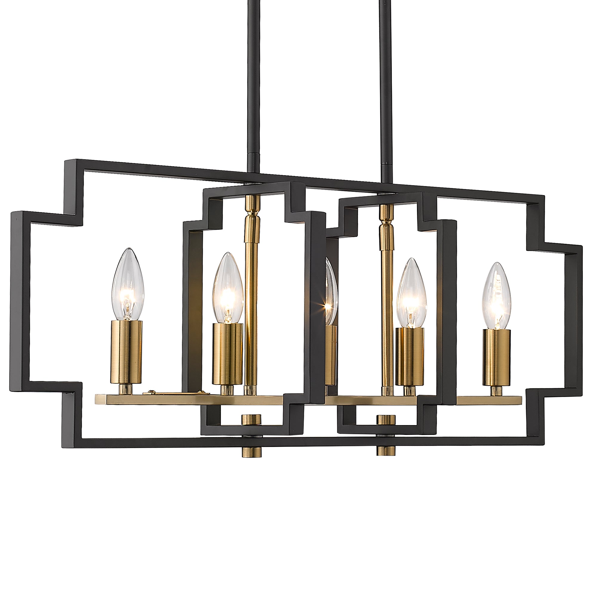 Matte Black & Gold Metal - 5-Light Island Lighting Modern Kitchen Dining Room Light Fixtures - USAG00103