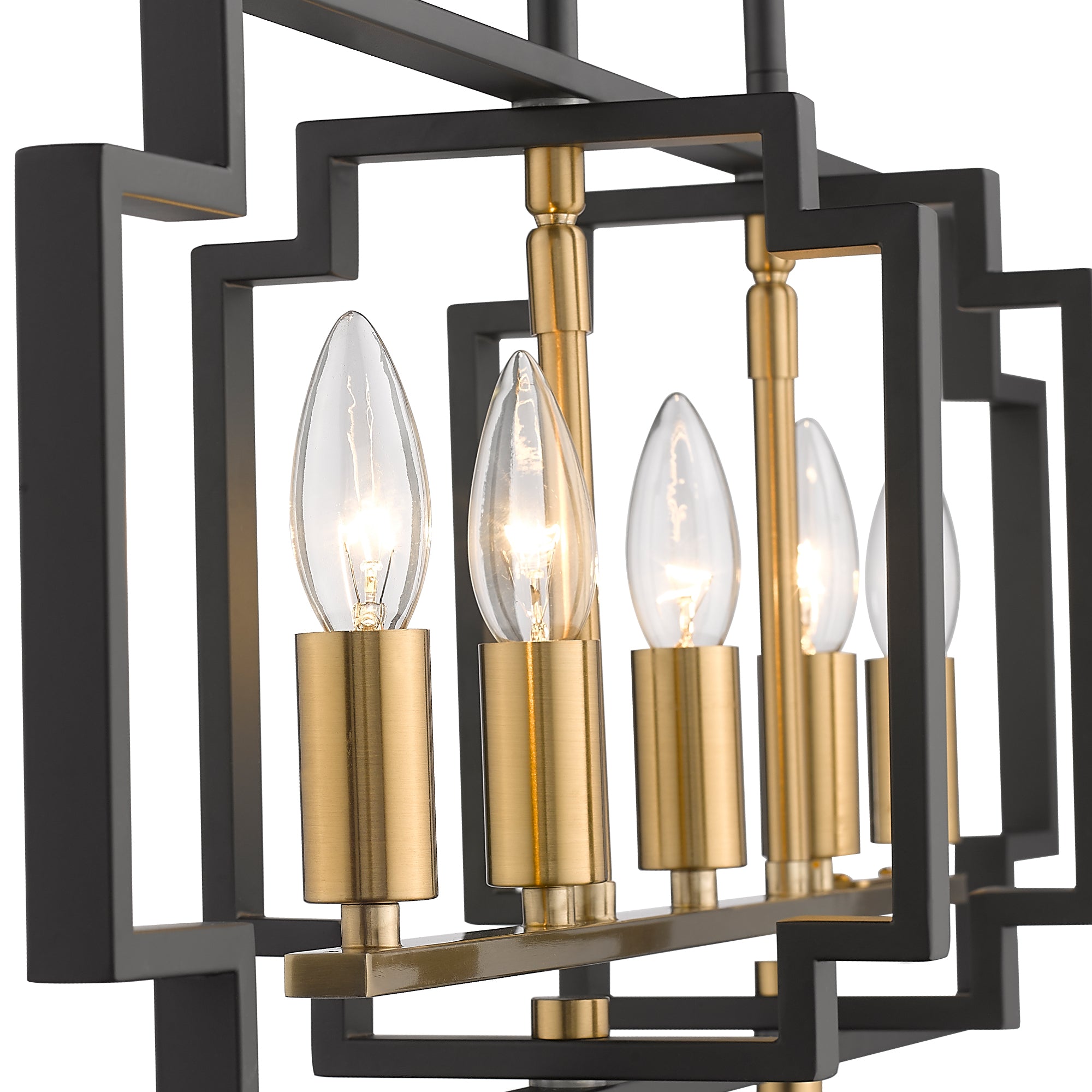 Matte Black & Gold Metal - 5-Light Island Lighting Modern Kitchen Dining Room Light Fixtures - USAG00103