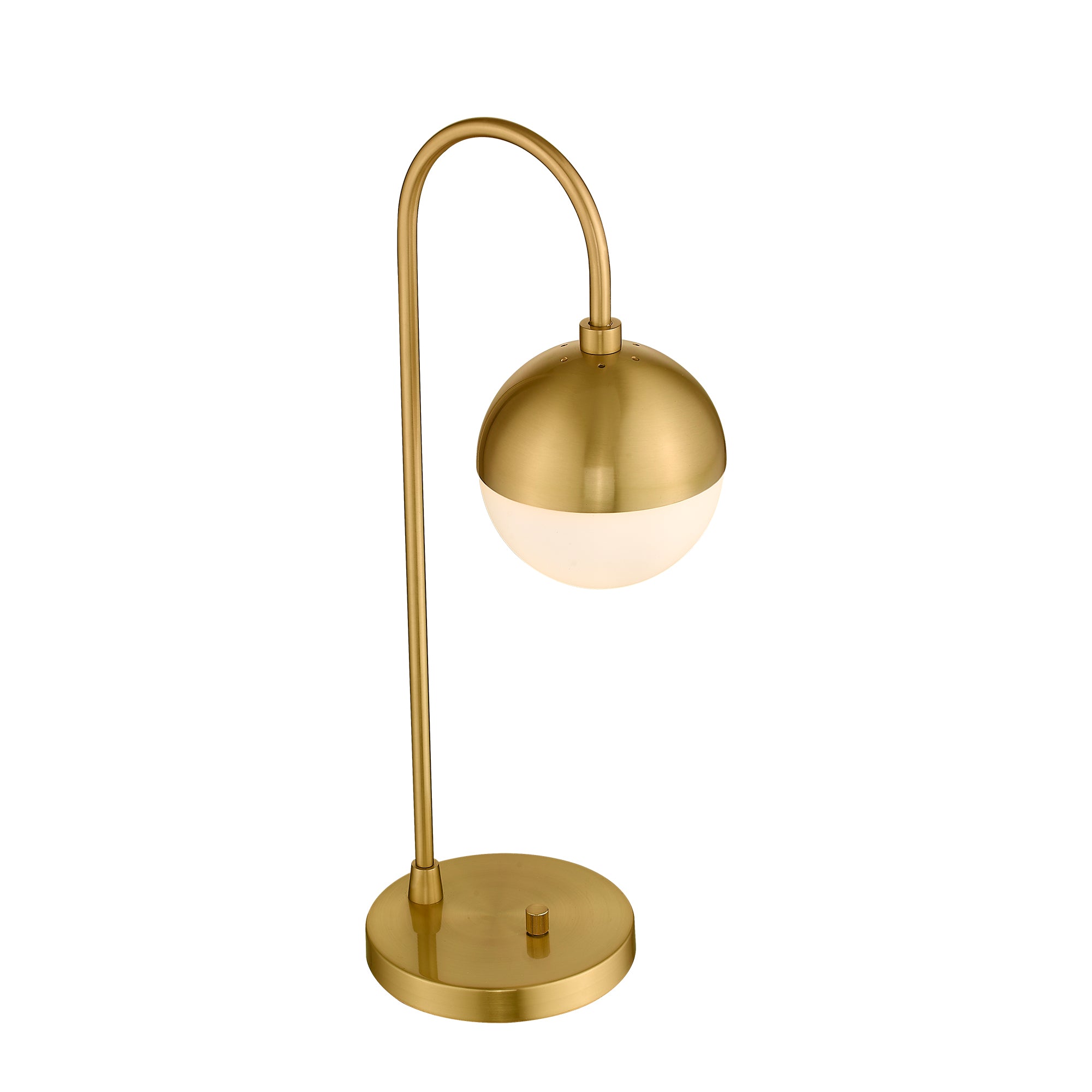 Brushed Gold Glass & Metal - Modern Gold Table Lamp With White Glass Globe Gold Desk Light Bedside Lamp with Brushed Brass Finished for Living Room Office Nightstand Dimmable Switch Table lamp - USAG00104