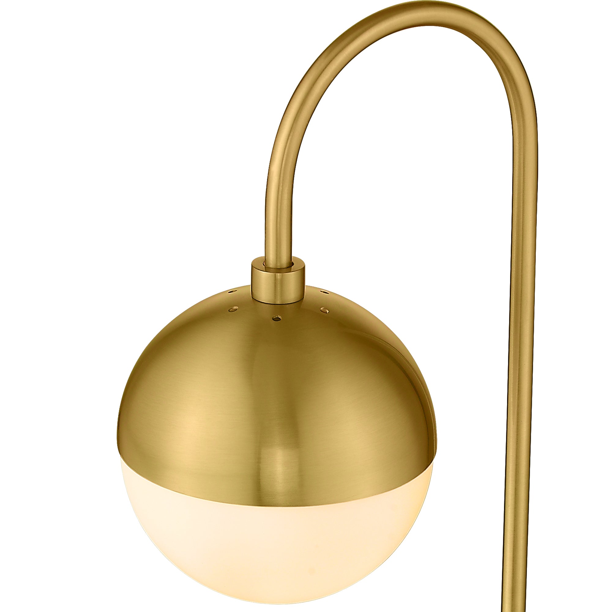 Brushed Gold Glass & Metal - Modern Gold Table Lamp With White Glass Globe Gold Desk Light Bedside Lamp with Brushed Brass Finished for Living Room Office Nightstand Dimmable Switch Table lamp - USAG00104