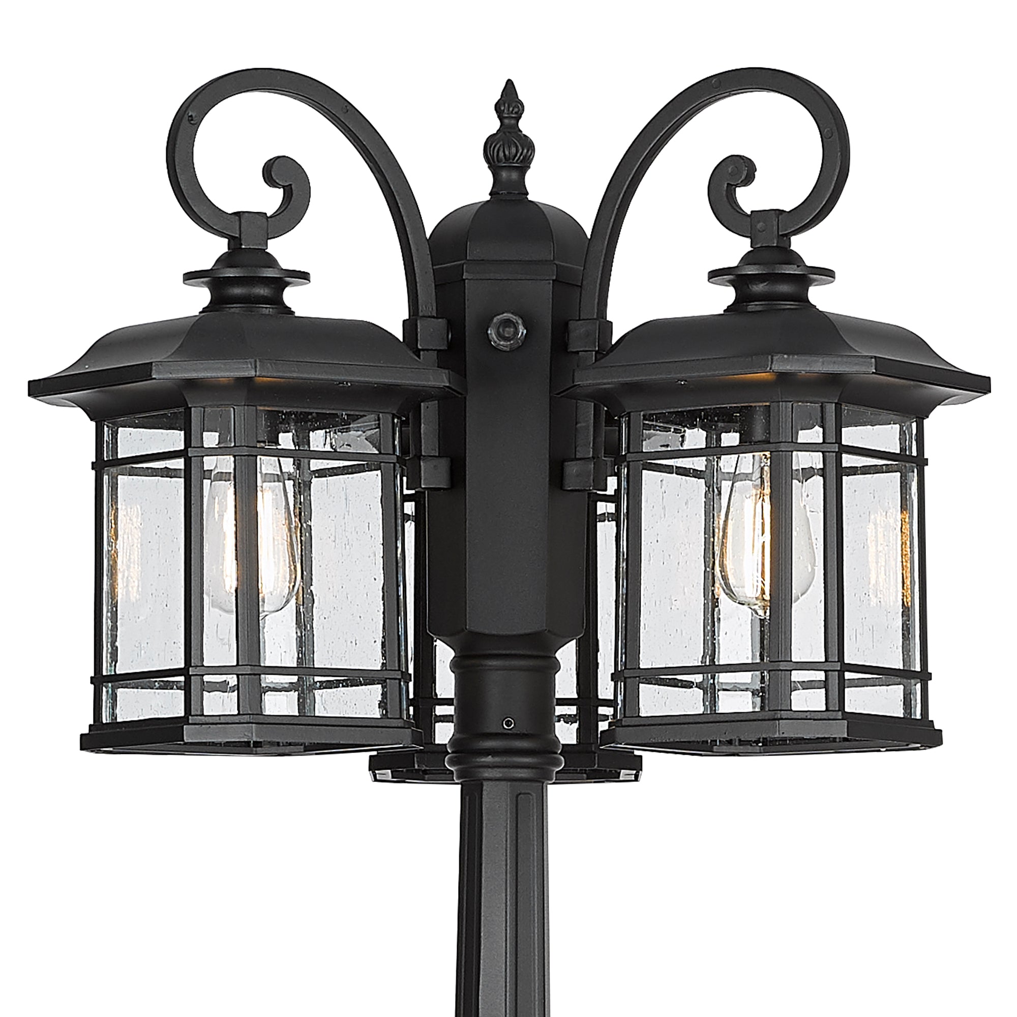 Matte Black Metal - 98 Inch 3-Light Street Pole Light Fixture with GFCI Outlet Outside Post Lantern for Driveway Walkway - USAG00114