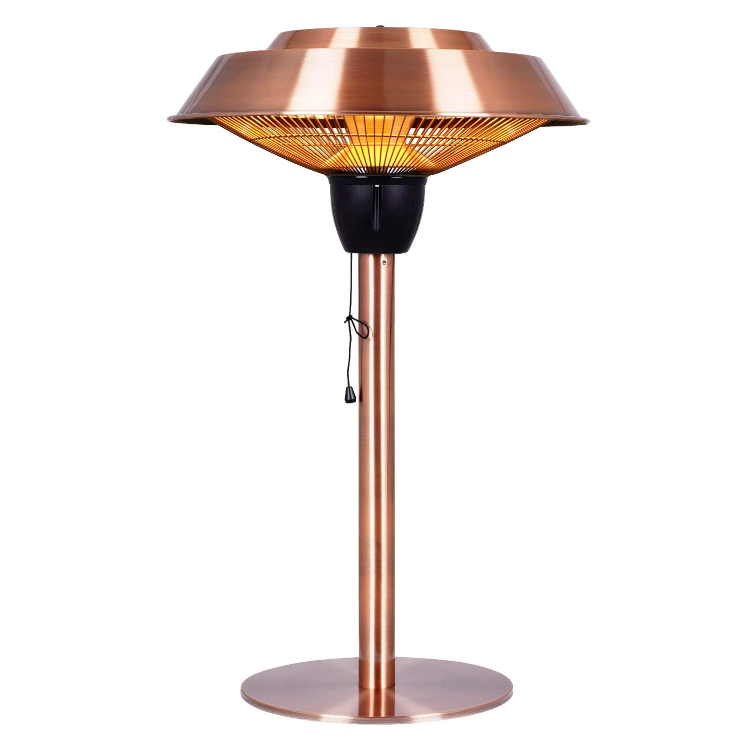 Electric Tabletop Patio Infrared Heater - USAG00115 - 1500W Infrared Heater with Brush Copper Finished, Tip-Over Protection, IP44 Waterproof