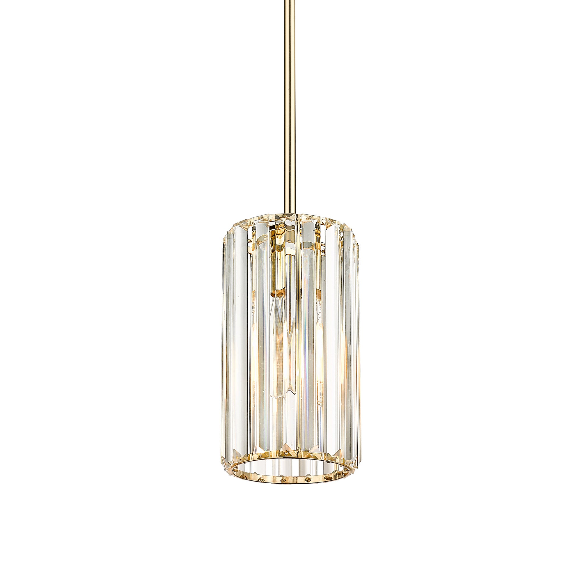 Modern Mini Crystal Chandelier with Champagne Gold Finish - 9 inch Pendant Hanging Light - USAG00117