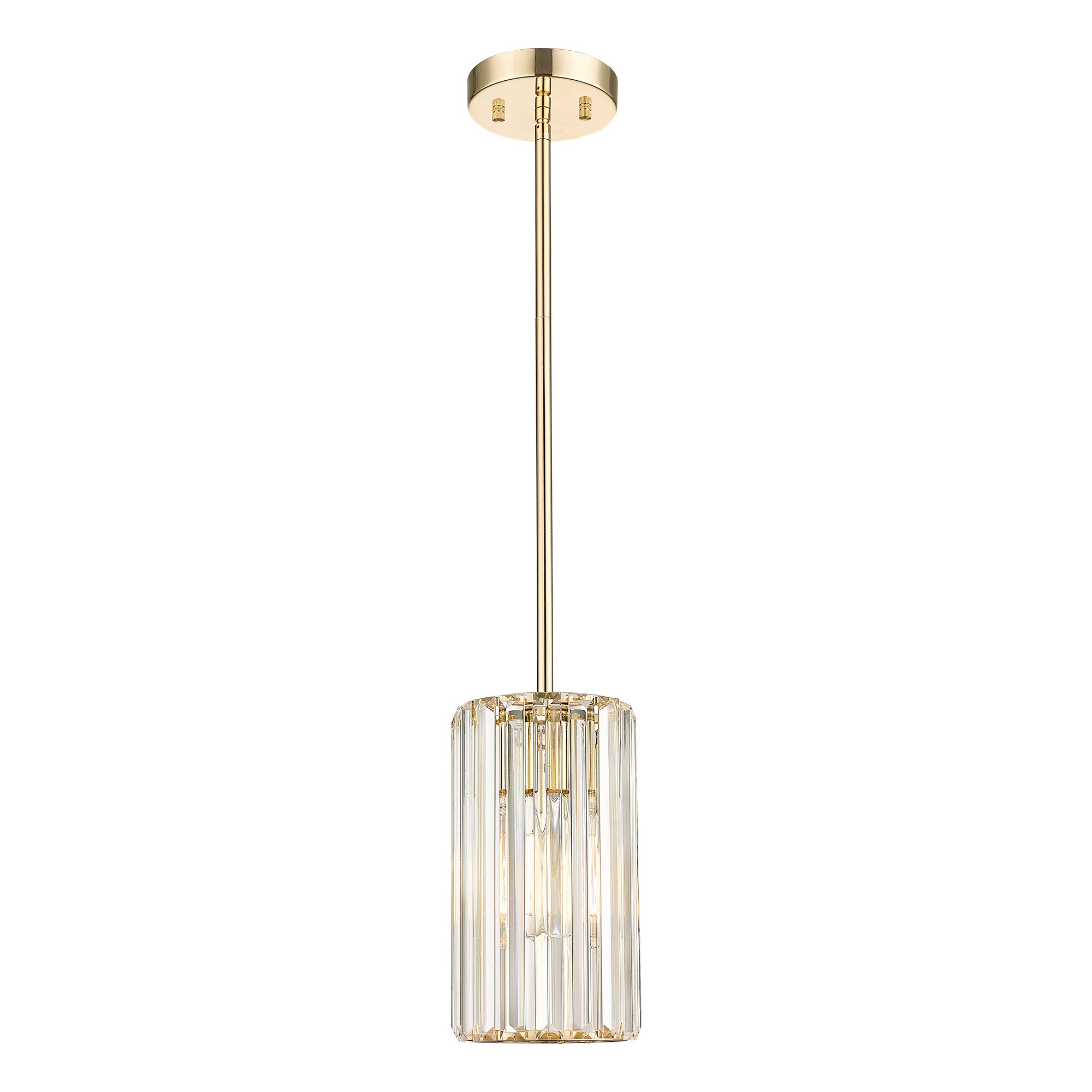 Modern Mini Crystal Chandelier with Champagne Gold Finish - 9 inch Pendant Hanging Light - USAG00117