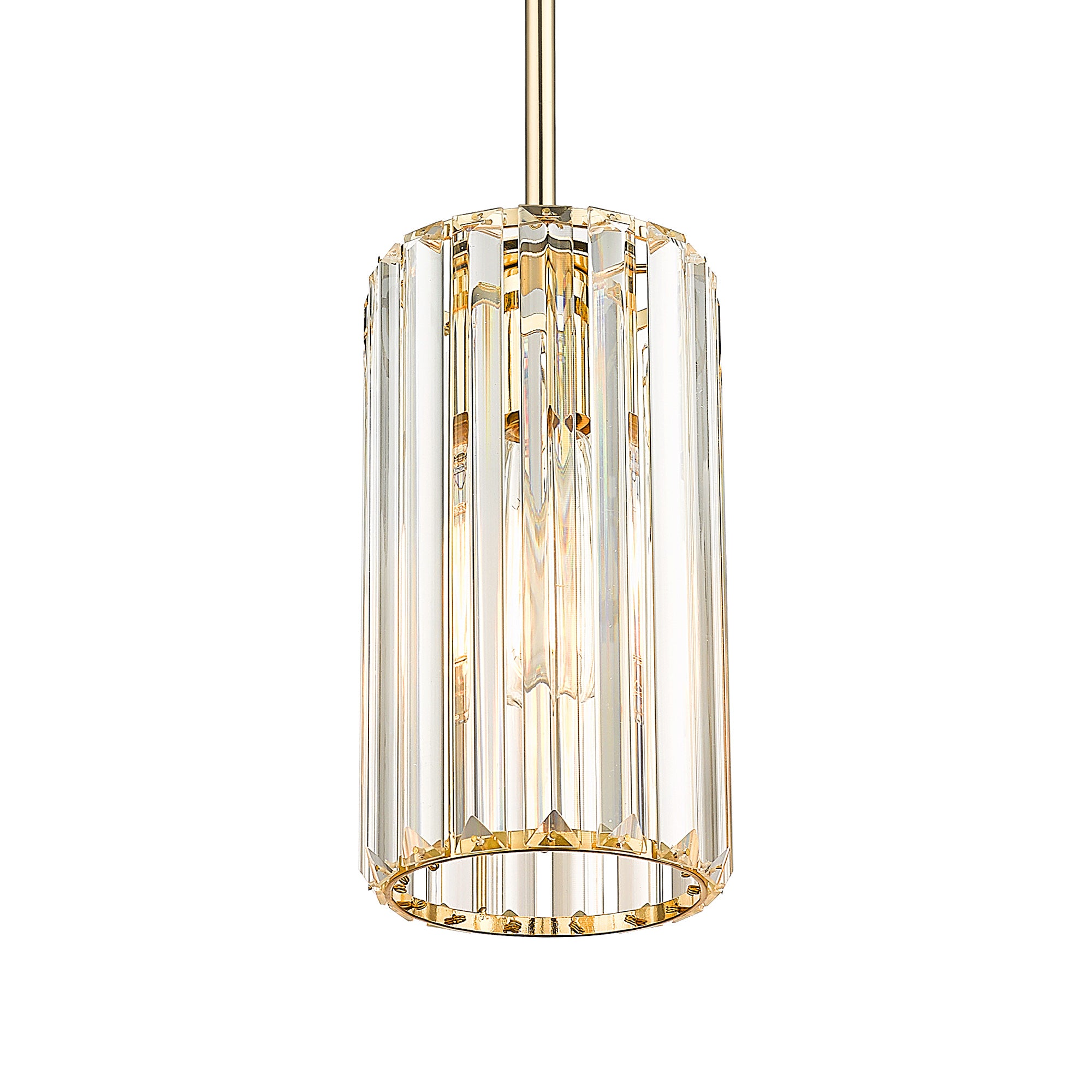 Modern Mini Crystal Chandelier with Champagne Gold Finish - 9 inch Pendant Hanging Light - USAG00117